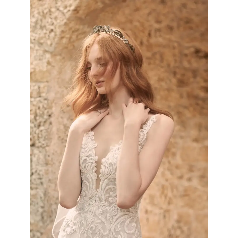 Johanna by Maggie Sottero - Elegant Lace Wedding Dress for Brides | Perfect for Church Ceremonies & Beach Weddings