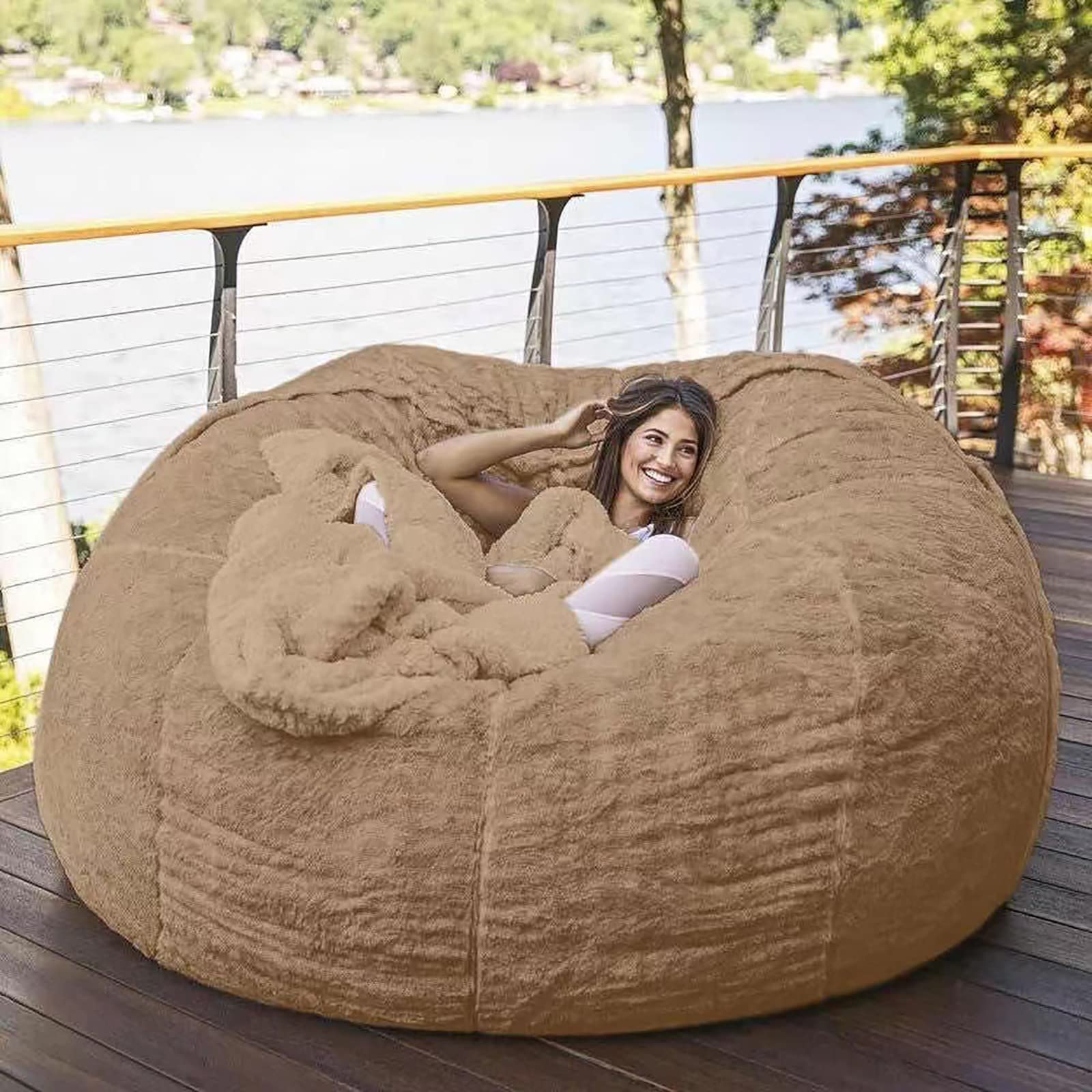 Large Bean Bag Chair Cover - Microsuede Sofa Bed with Foam Filling, Plush Toy Storage Bag for Adults | Breathable & Comfortable Furniture for Living Room, Bedroom, or Game Room