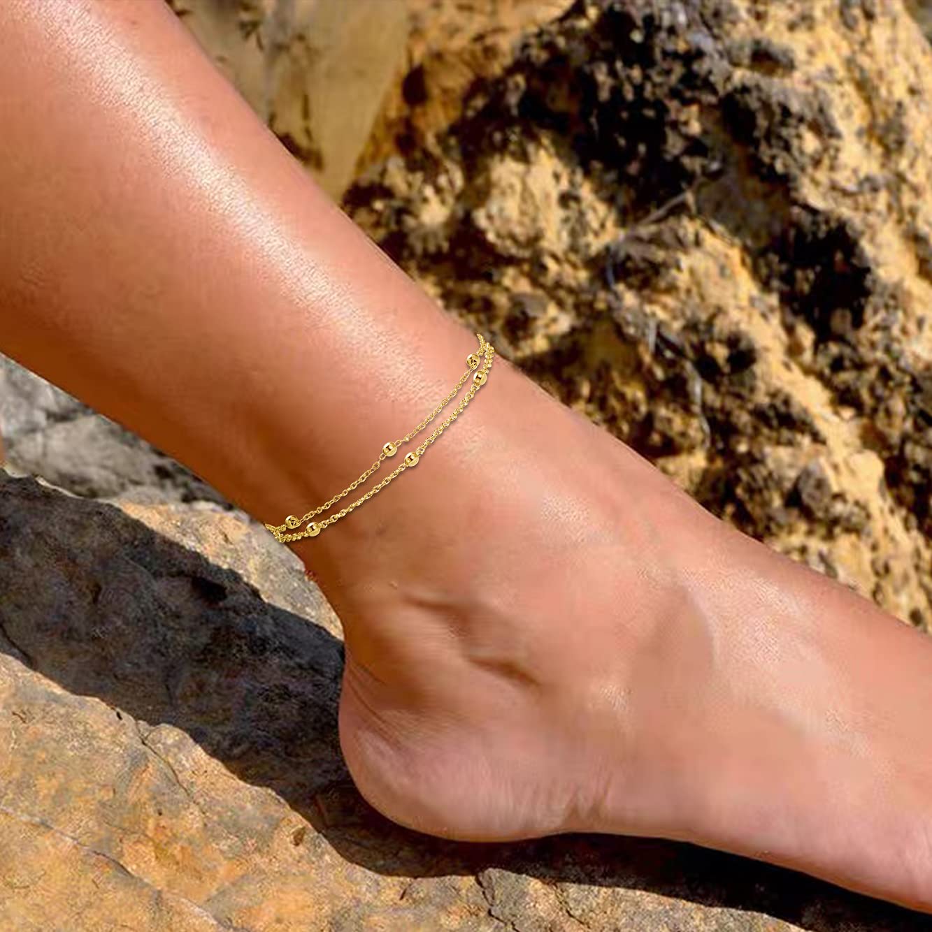 Women's Gold Ankle Bracelet - Dainty Paperclip Link Chain Anklet for Summer, Beach & Vacation Outfits | Foot Jewelry Gift for Her | Perfect for Weddings, Parties & Casual Wear