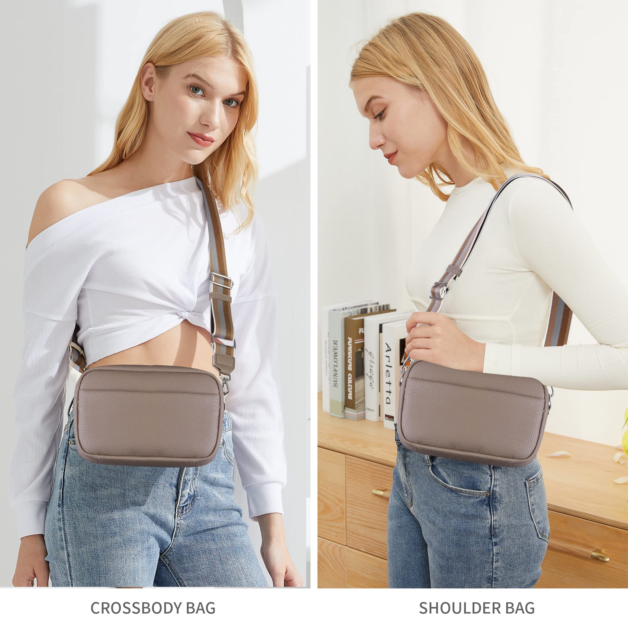 Stylish Small Crossbody Bag with Adjustable Wide Guitar Strap - Camera Purse Shoulder Handbag Satchel for Women - Perfect for Travel, Concerts & Everyday Use