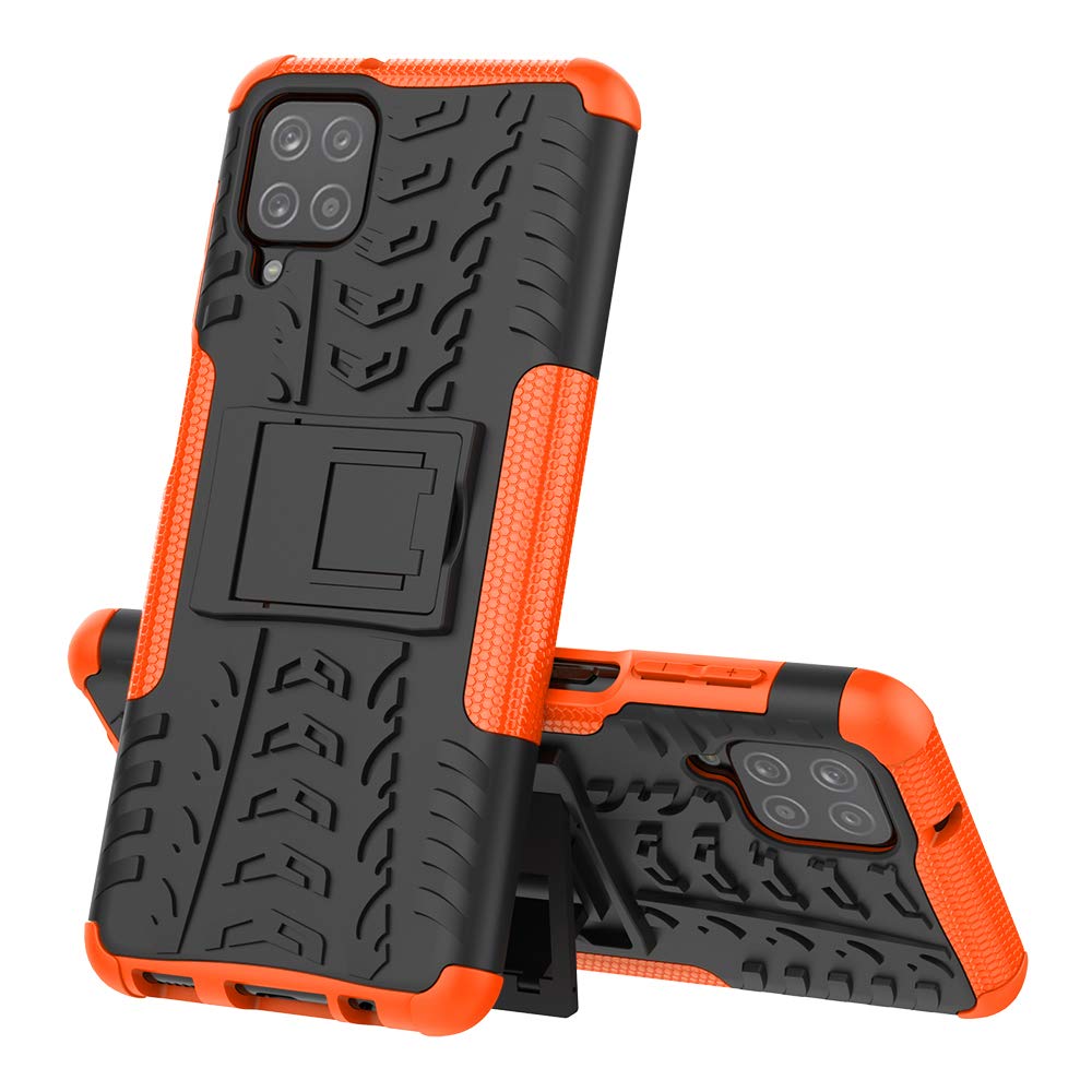 COTDINFOR Samsung Galaxy A12 Case - Heavy Duty Military Grade Shockproof Phone Cover with Kickstand | Dual Layer Drop Protection for Samsung Galaxy A12 5G | Perfect for Outdoor Activities, Work & Travel (Hyun Orange)