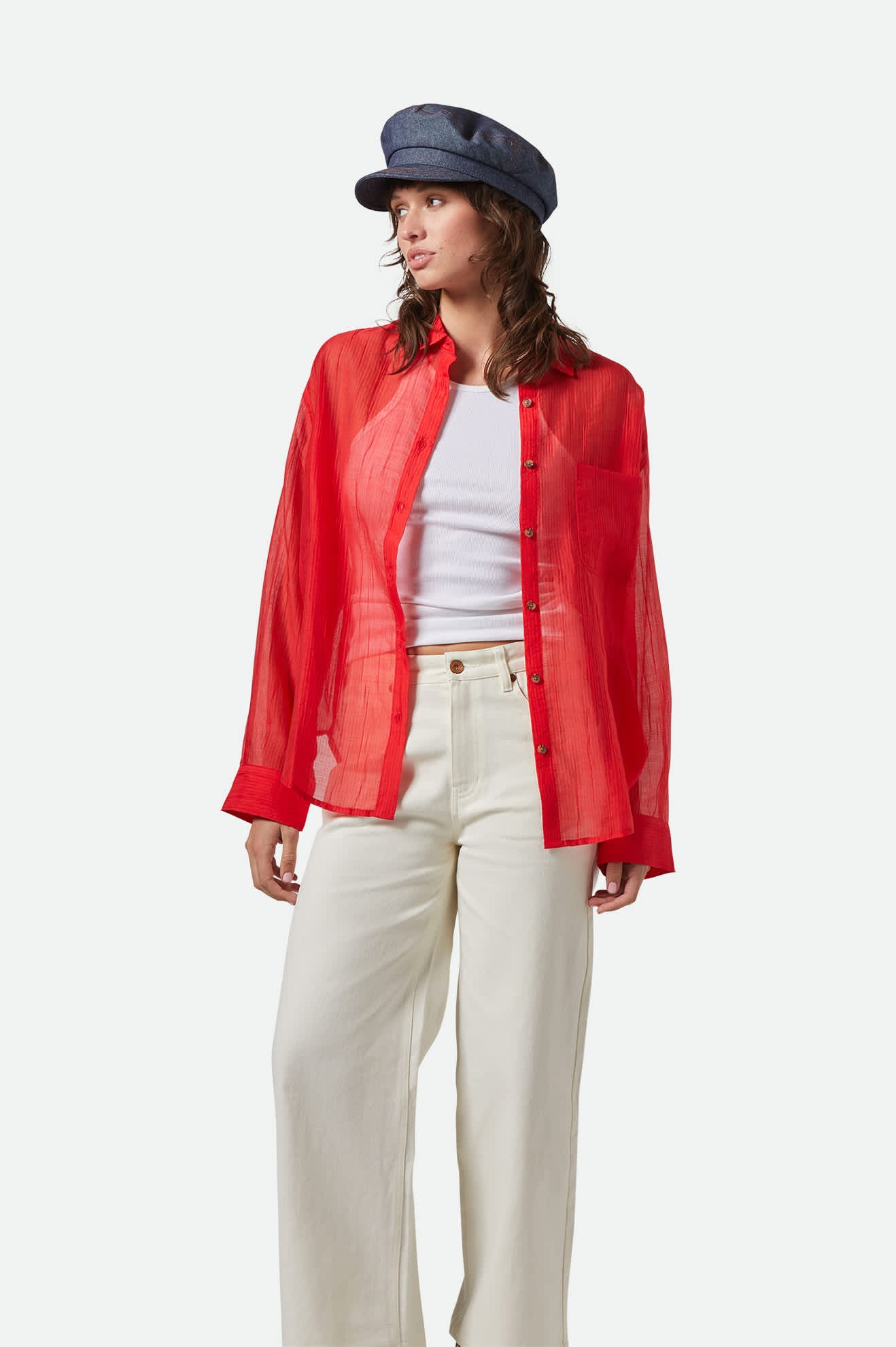 East Side Boxy Long Sleeve Button Down Shirt in Crimson - Casual & Office Wear for Men & Women