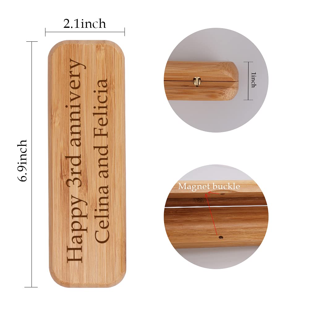 Personalized Custom Engraved Wooden Ballpoint Pen Set with Name - Premium Wooden Gift Box for Men - Free Engraving Service - Perfect for Business Gifts, Graduation Presents & Corporate Events (sty1)