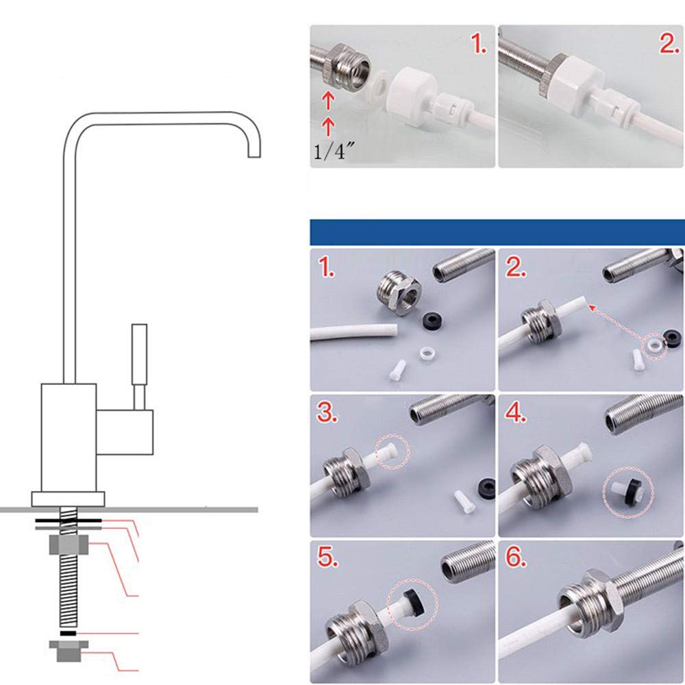 Stainless Steel RO Filter Faucet for Kitchen Sink - 1/4