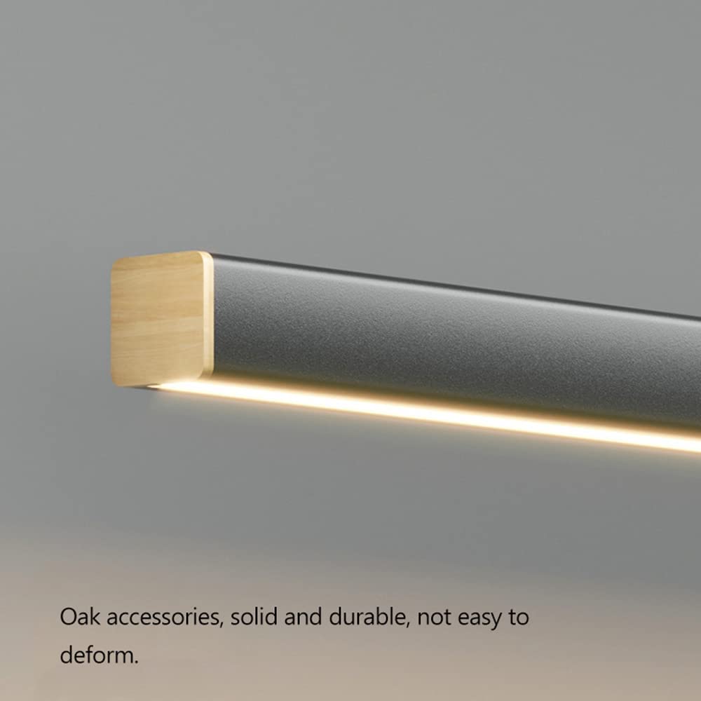 Modern LED Linear Pendant Light - Wooden Kitchen Island Chandelier for Dining Room, Bar & Office | Minimalist Long Hanging Lamp with Energy Efficient Lighting | Perfect for Contemporary Homes, Restaurants and Workspaces