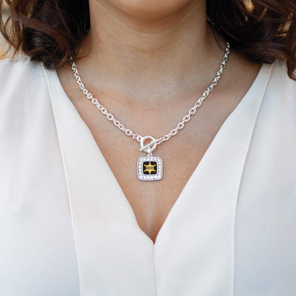 Inspired Silver - 18 Inch Sterling Silver Square Charm Necklace with Cubic Zirconia | Elegant Jewelry Gift for Women, Perfect for Weddings, Anniversaries & Special Occasions