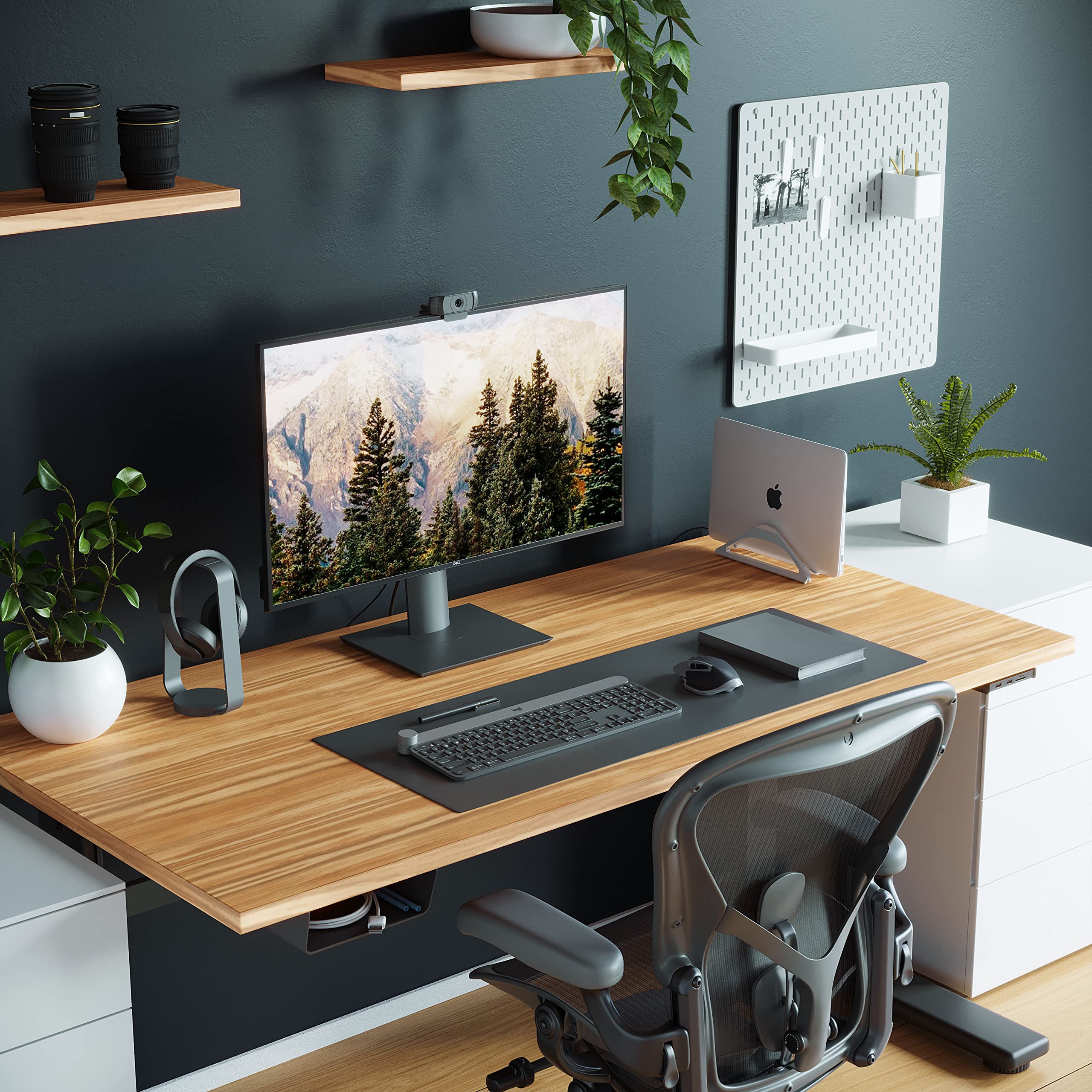 HumanCentric Space Gray Vertical Laptop Stand with USB-C Docking Station - Ergonomic Desktop Organizer for MacBook & Windows Laptops, Includes 87W Charger & HDMI Monitor Dock - Perfect for Home Office, Workspace & Productivity Setup
