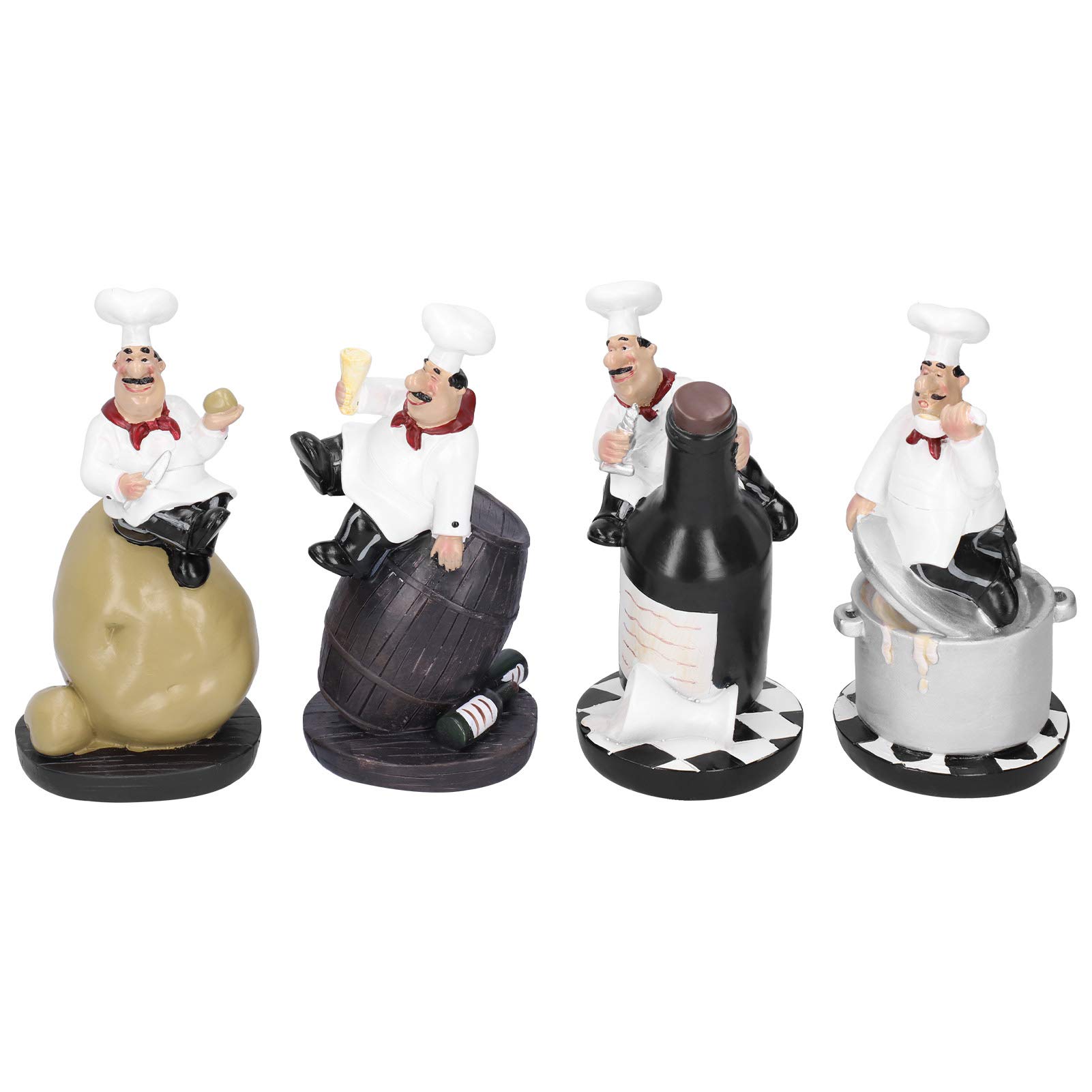 Cyrank 4pcs Italian Chef Statue - Cute Kitchen Figurines for Restaurant, Cafe, Bar & Shop Décor - Perfect for Home Kitchen, Office Desk, and Gift Ideas