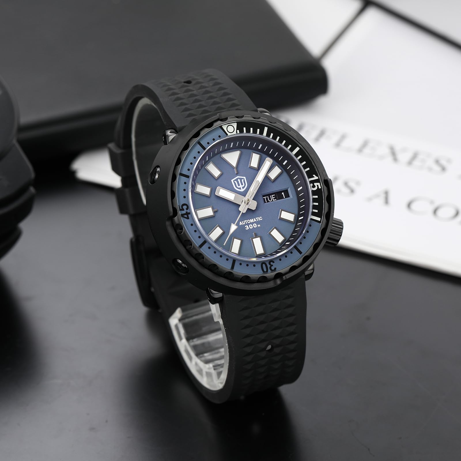 **Watchdives Men's Automatic Diver Watch NH35/NH36A Movement - 300M Waterproof, 47.5MM Case, Sapphire Crystal, Luminous Hands - Perfect for Scuba Diving, Swimming & Outdoor Adventures**