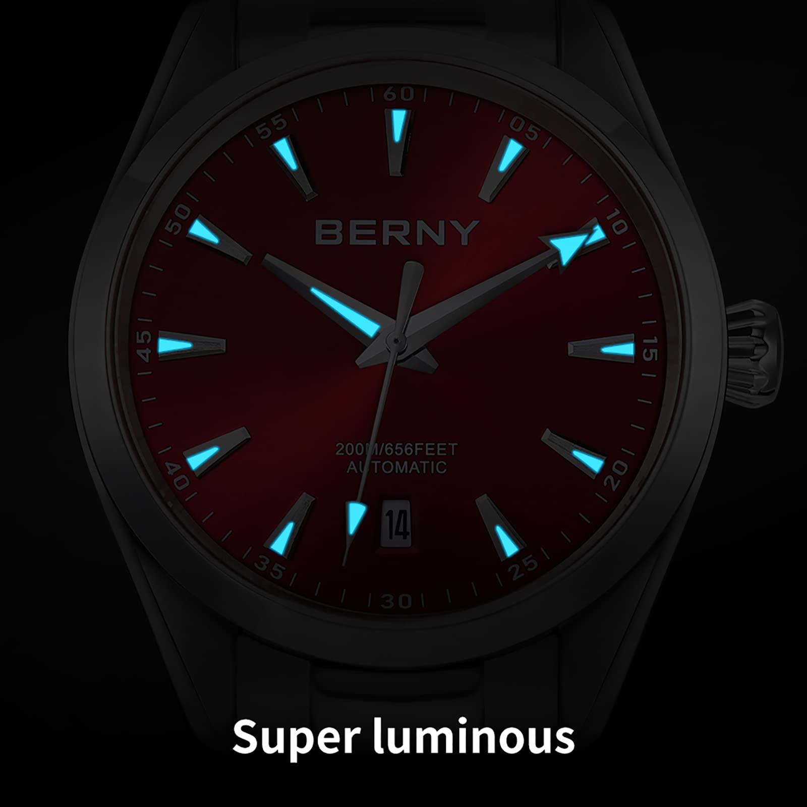 BERNY Automatic Men's Watch NH35 Movement - Waterproof Stainless Steel for Diving & Business