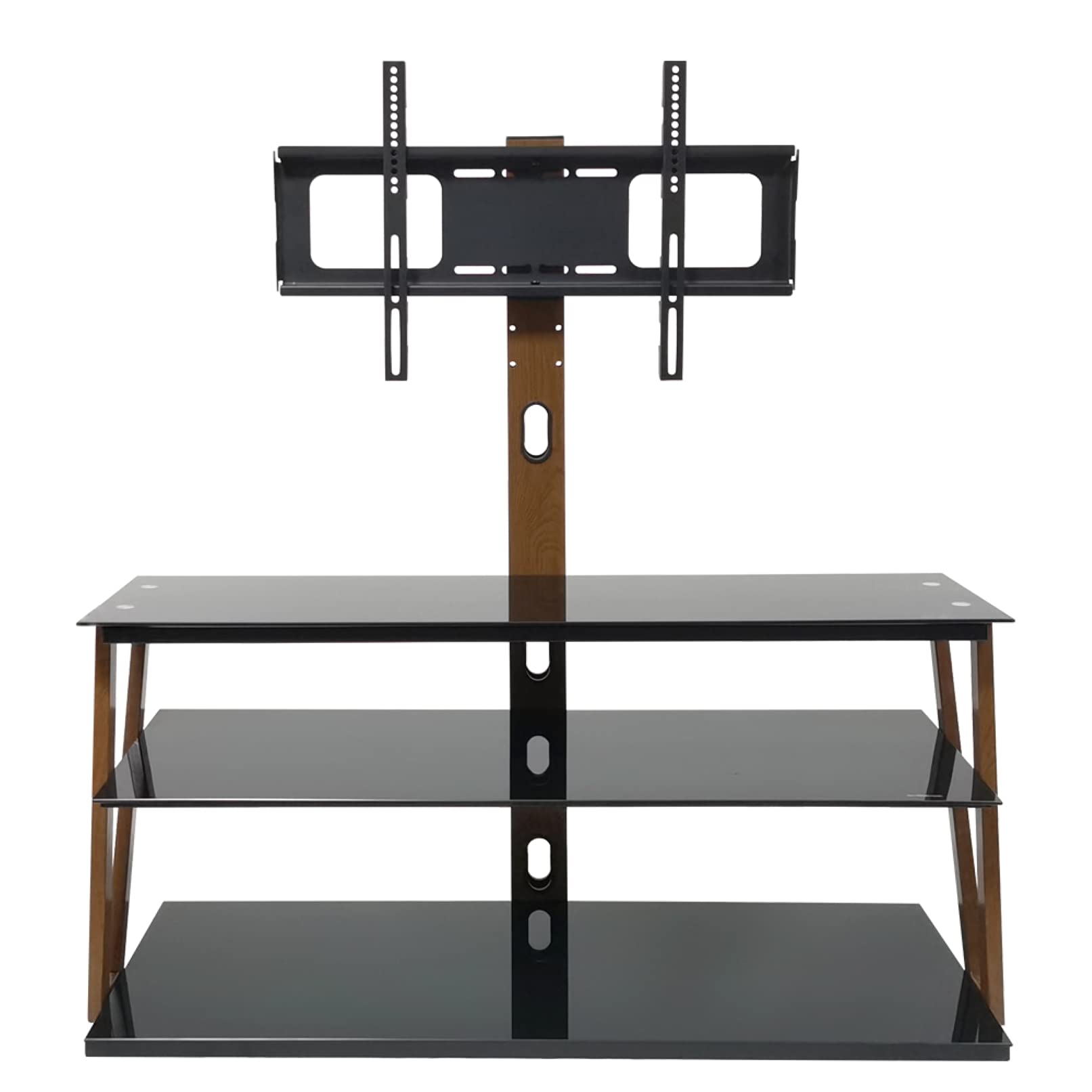 3-Tier Modern TV Stand for 32-65 Inch Flat/Curved TVs - Adjustable Height Entertainment Center with Storage & Cable Management - Holds 110lbs - Perfect for Living Room, Bedroom & Home Theater Setup