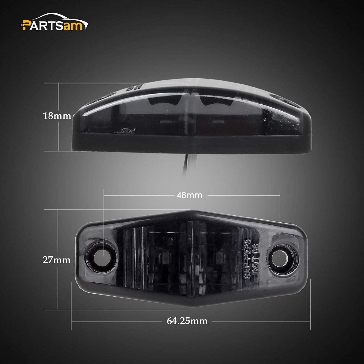 PARTSAM LED Trailer Lights Kit - 4 Amber & 2 Red Smoked 2.5