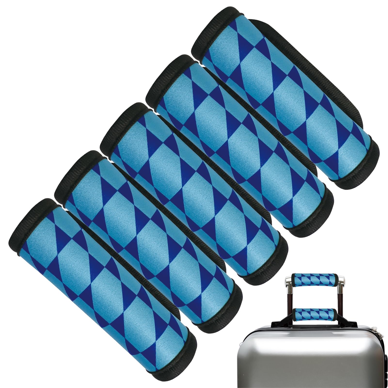 5 Pack Cute Luggage Handle Wraps - Blue Suitcase Tags & Travel Accessories for Airplane, Cruise & Vacation - Easy Identification for Bags at Airports & Hotels