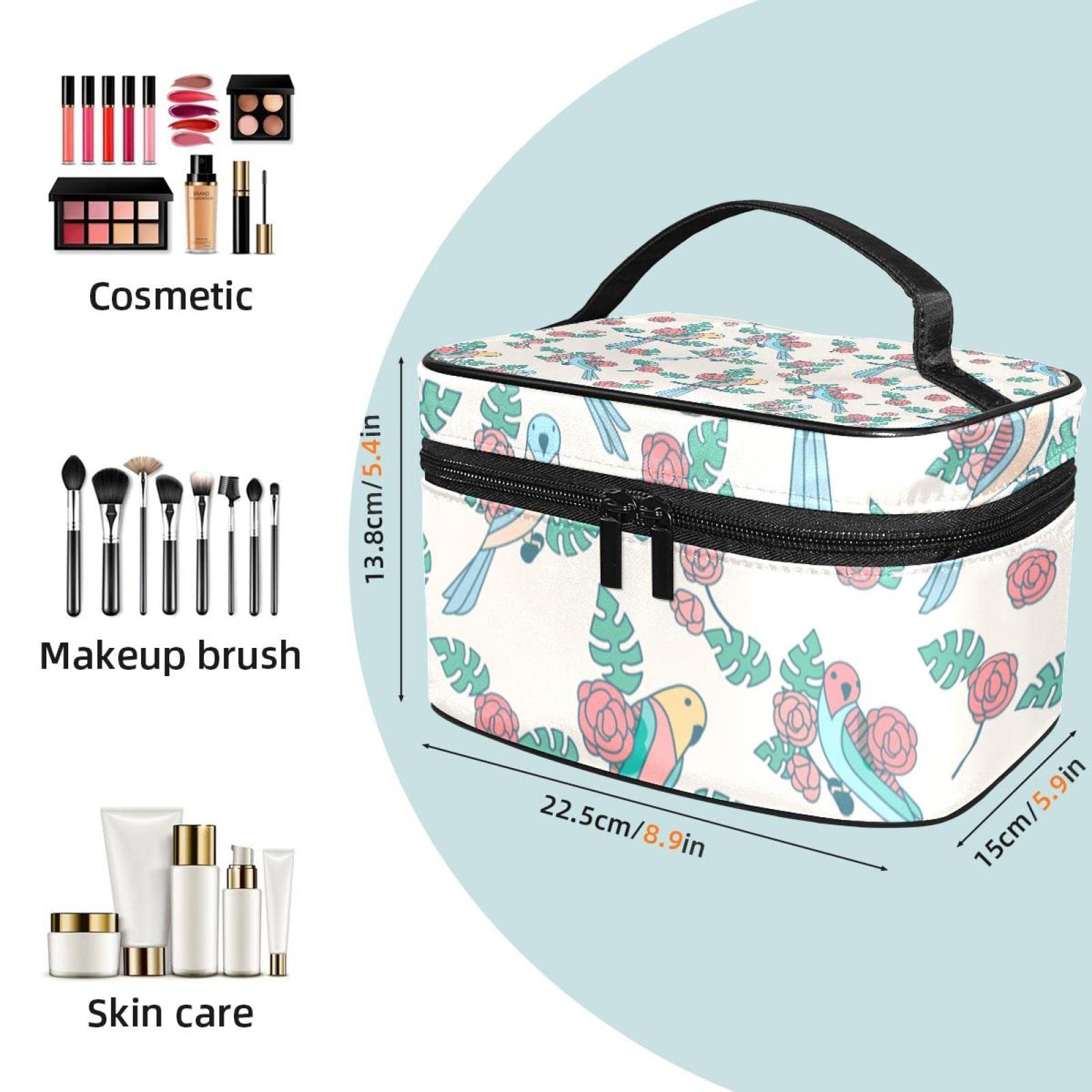Stylish Budgie Print Cosmetic Makeup Organizer & Travel Toiletry Bag for Women - Perfect for Travel, Home Storage & Gift for Girls