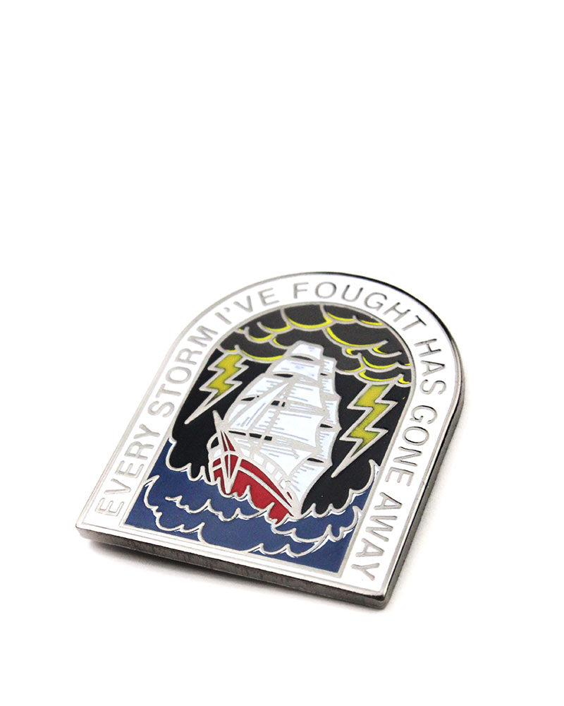 Every Storm I Fought Has Gone Away Inspirational Pin - Motivational Quote Badge for Jackets, Bags & Hats - Perfect for Daily Encouragement & Gift Giving