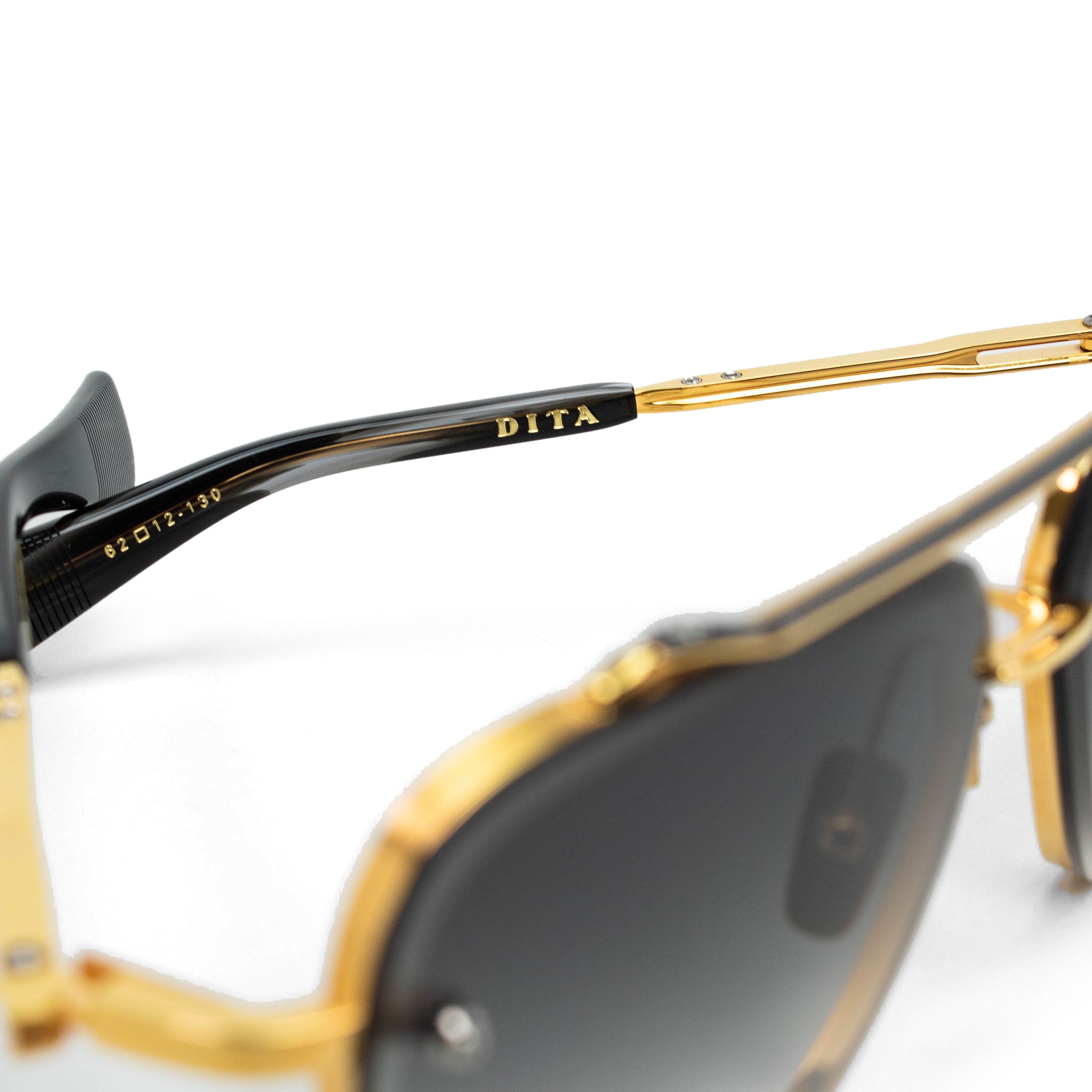 Dita Eyewear DTS121 Mach Six Yellow Gold/Black Polarized Sunglasses for Men - Luxury Aviator Style for Driving, Travel & Outdoor Activities