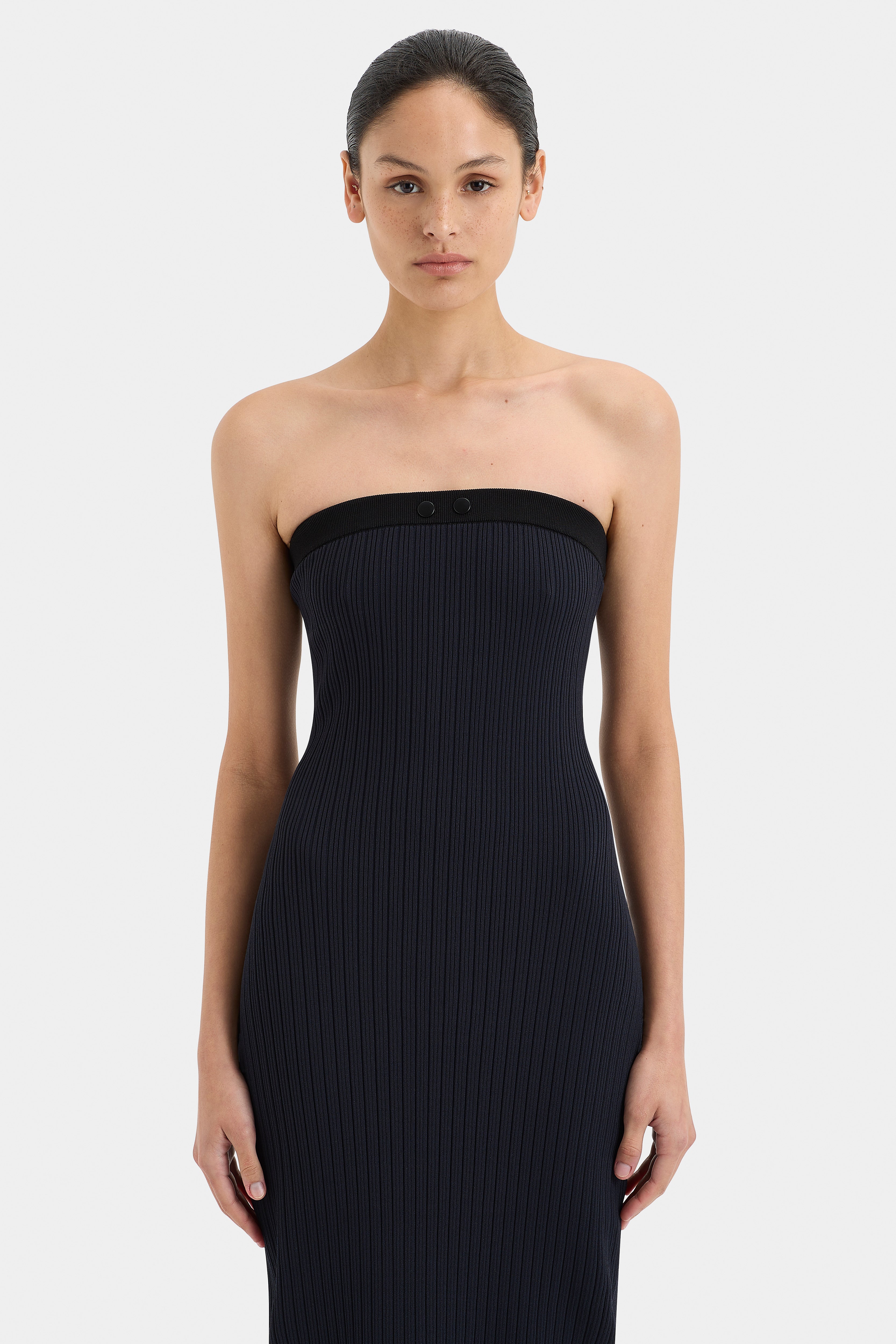 Arlo Strapless Midi Dress for Women - Elegant Bodycon Cocktail Party Dress | Perfect for Weddings, Date Nights & Summer Events