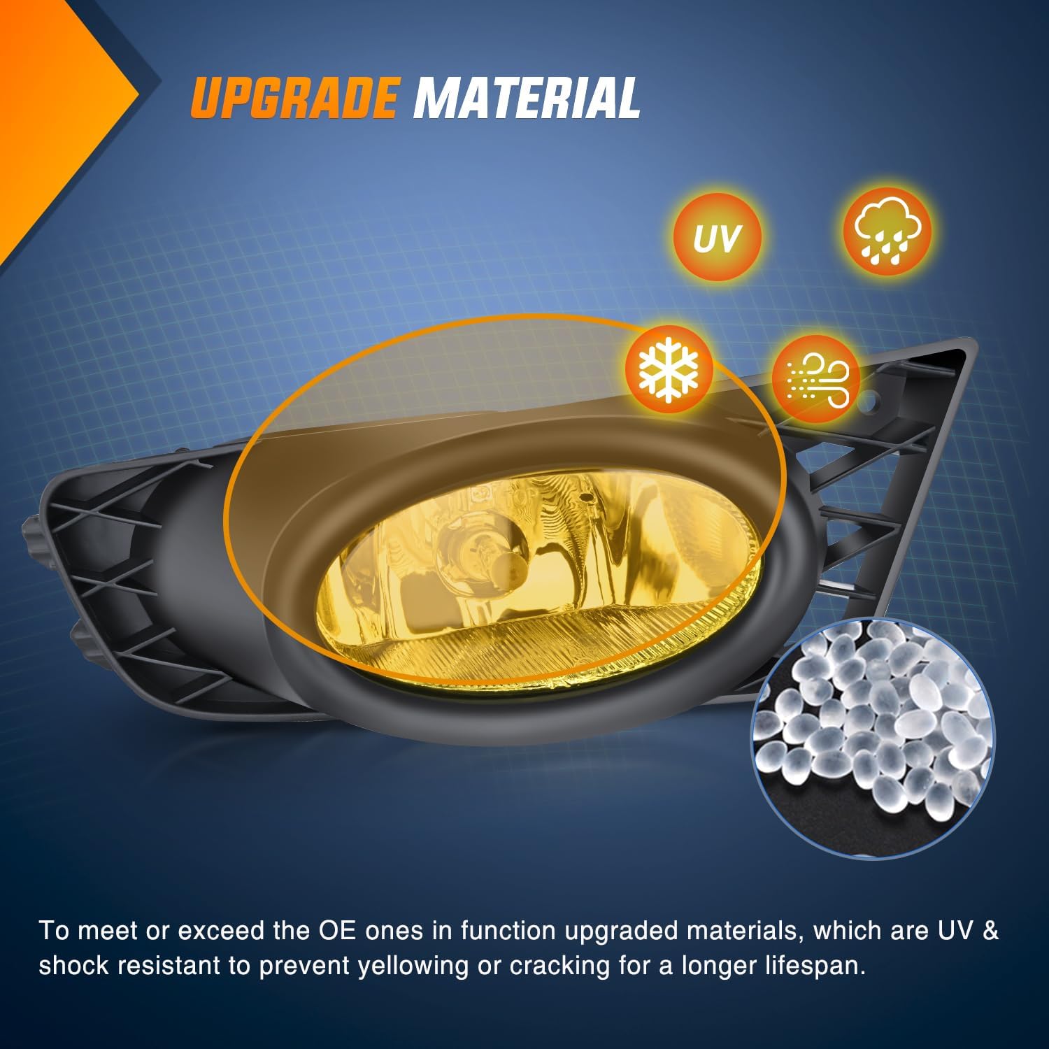 2009-2011 Honda Civic Sedan Fog Light Kit - Amber Lens H11 12V 55W Bulbs Replacement - Perfect for Night Driving & Bad Weather Visibility