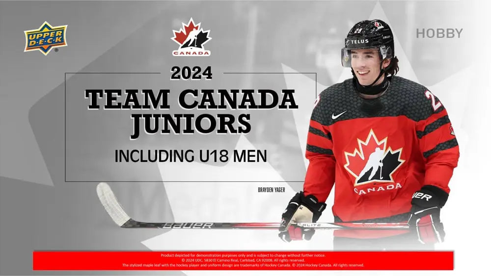 2024 Upper Deck Team Canada Juniors Hockey Hobby Pack - Single Pack | Collectible Hockey Cards for Trading & Display | Perfect for NHL Fans & Sports Memorabilia Collectors