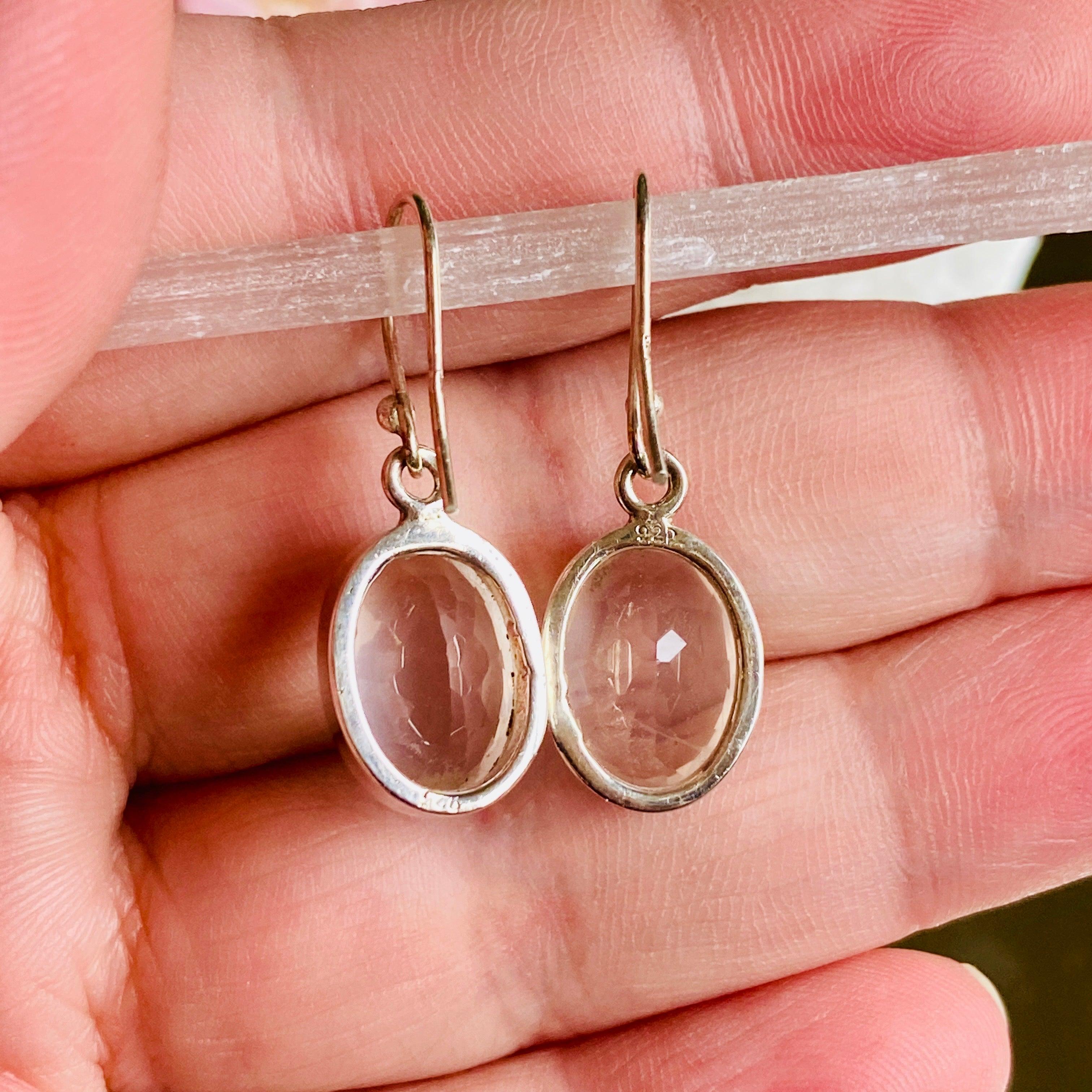 Rose Quartz Faceted Oval Earrings KEGJ792 – Elegant Healing Crystal Jewelry for Women, Perfect for Gifts, Meditation & Everyday Wear