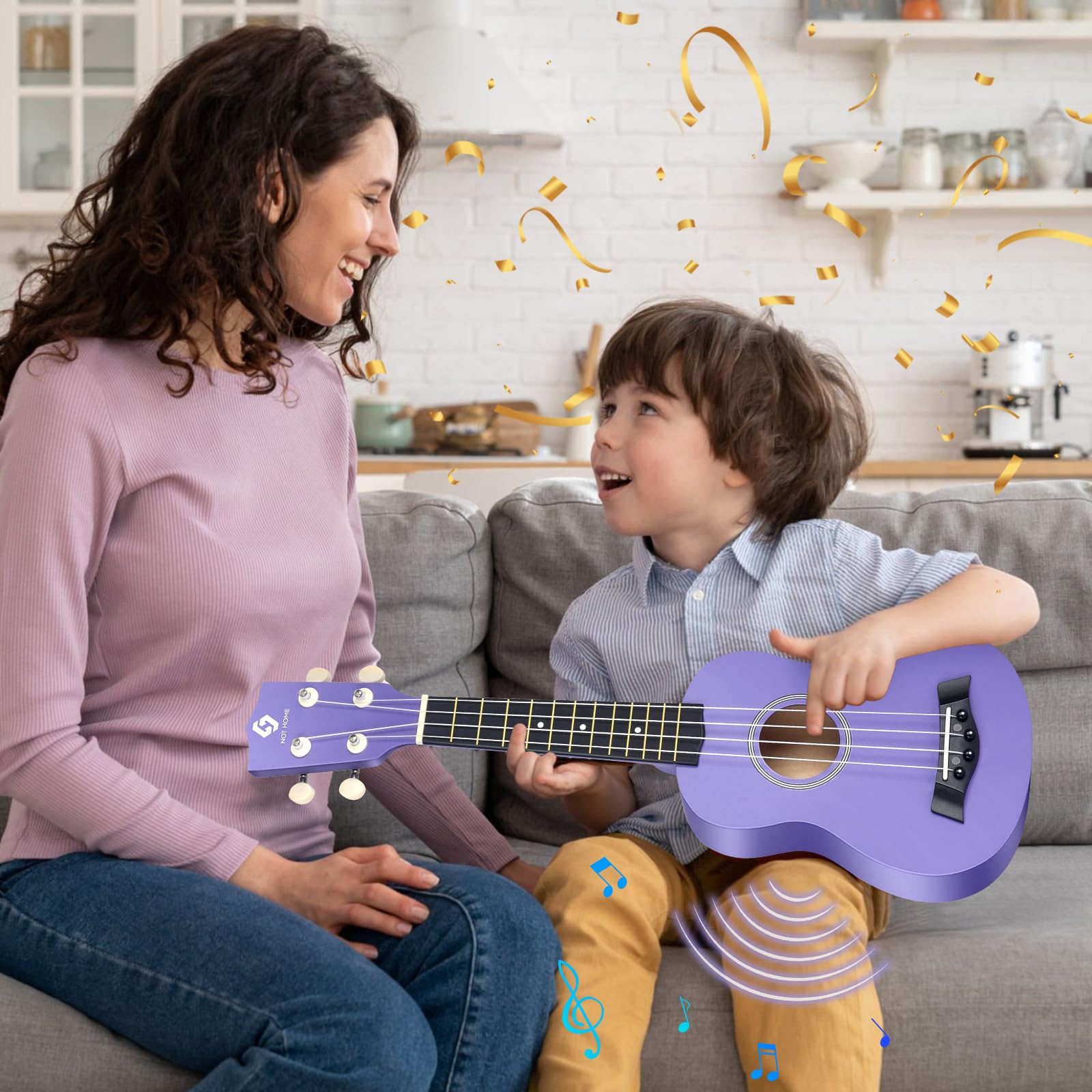 Soprano Ukulele for Beginners & Adults - 21 Inch Hawaiian Basswood Ukulele with 4 Strings, Perfect for Kids & Students (Purple) - Great for Travel, Beach Parties & Music Lessons