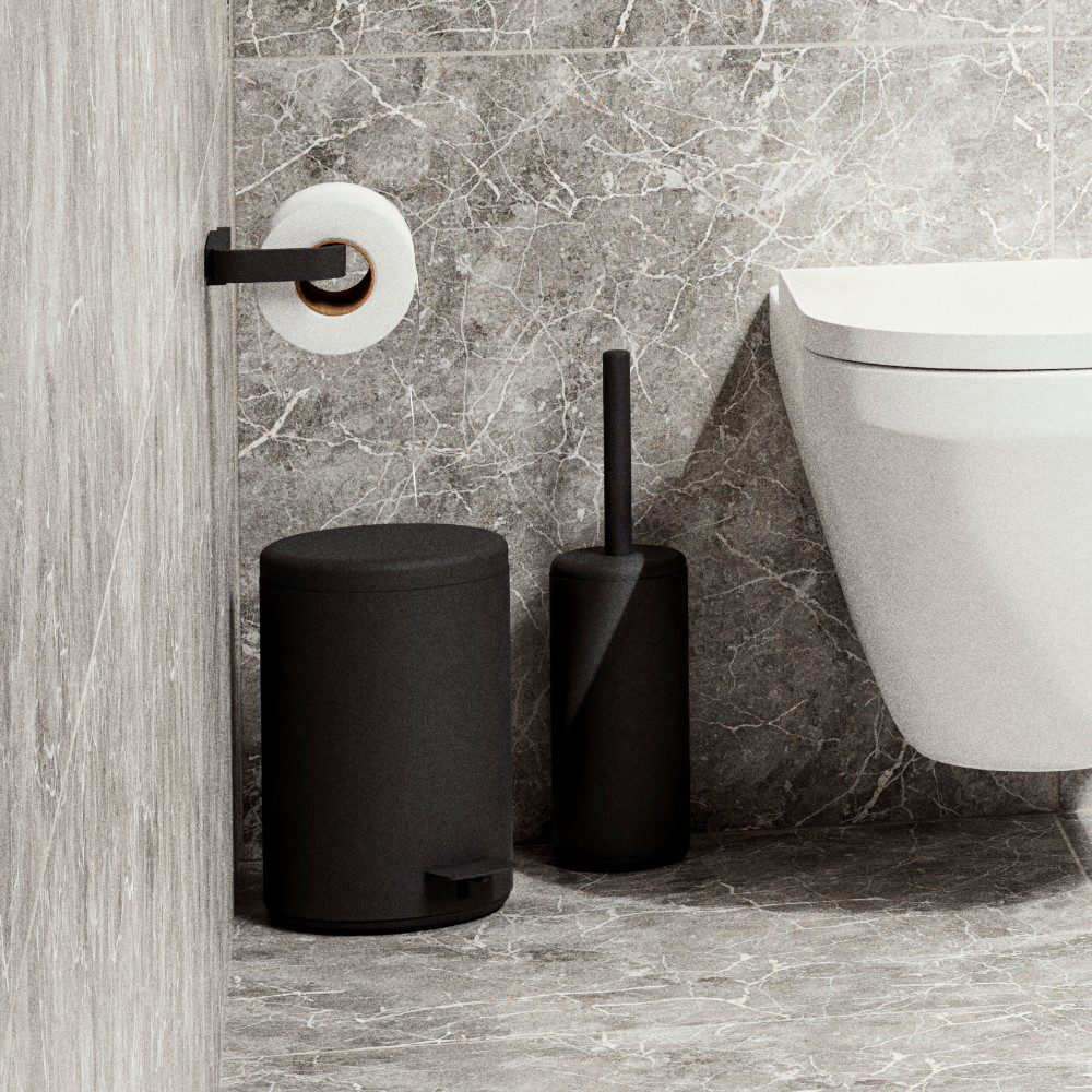 ZONE DENMARK Ume Toilet Brush - Black Bathroom Cleaning Tool for Modern Homes | Durable & Hygienic Toilet Brush Set with Holder for Easy Cleaning