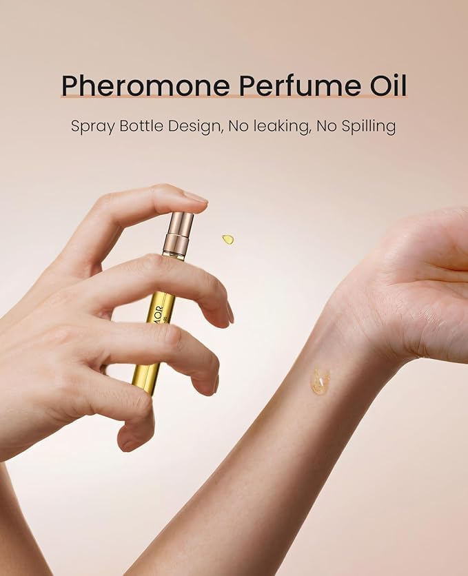 Pheromone Perfume Oil for Women & Men - No. 44 Strawberry & Cake Scent with Cream, Cassis Leaves, Lily, Apple, Woods & Amber | 0.34oz Travel Size Spray | Romantic Dates, Night Out, Special Occasions