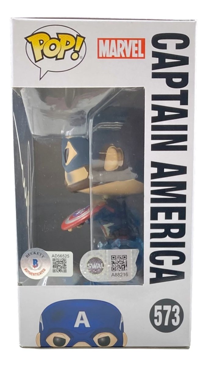 Chris Evans Signed Captain America Avengers Endgame Funko Pop #573 with COA - Rare Collectible for Marvel Fans, Movie Memorabilia, Gift for Superhero Lovers