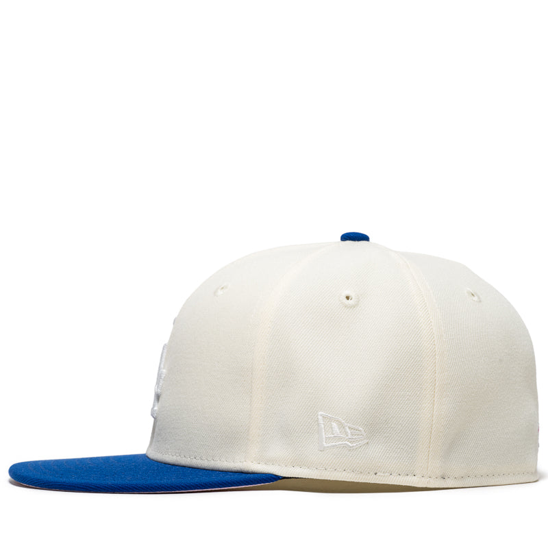 New Era x Politics Los Angeles Dodgers 59FIFTY Fitted Cap - Chrome/Royal - Official MLB Baseball Hat for Men & Women - Perfect for Games, Streetwear & Sports Fans