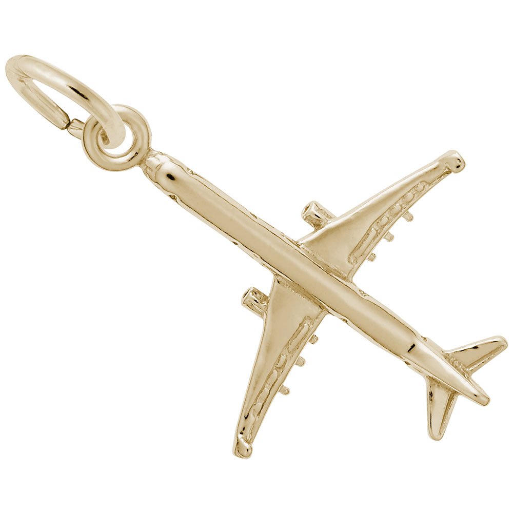 10K Yellow Gold Airplane Charm Pendant - Dainty Jewelry for Bracelets & Necklaces - Perfect for Travel Lovers, Gifts & Everyday Wear