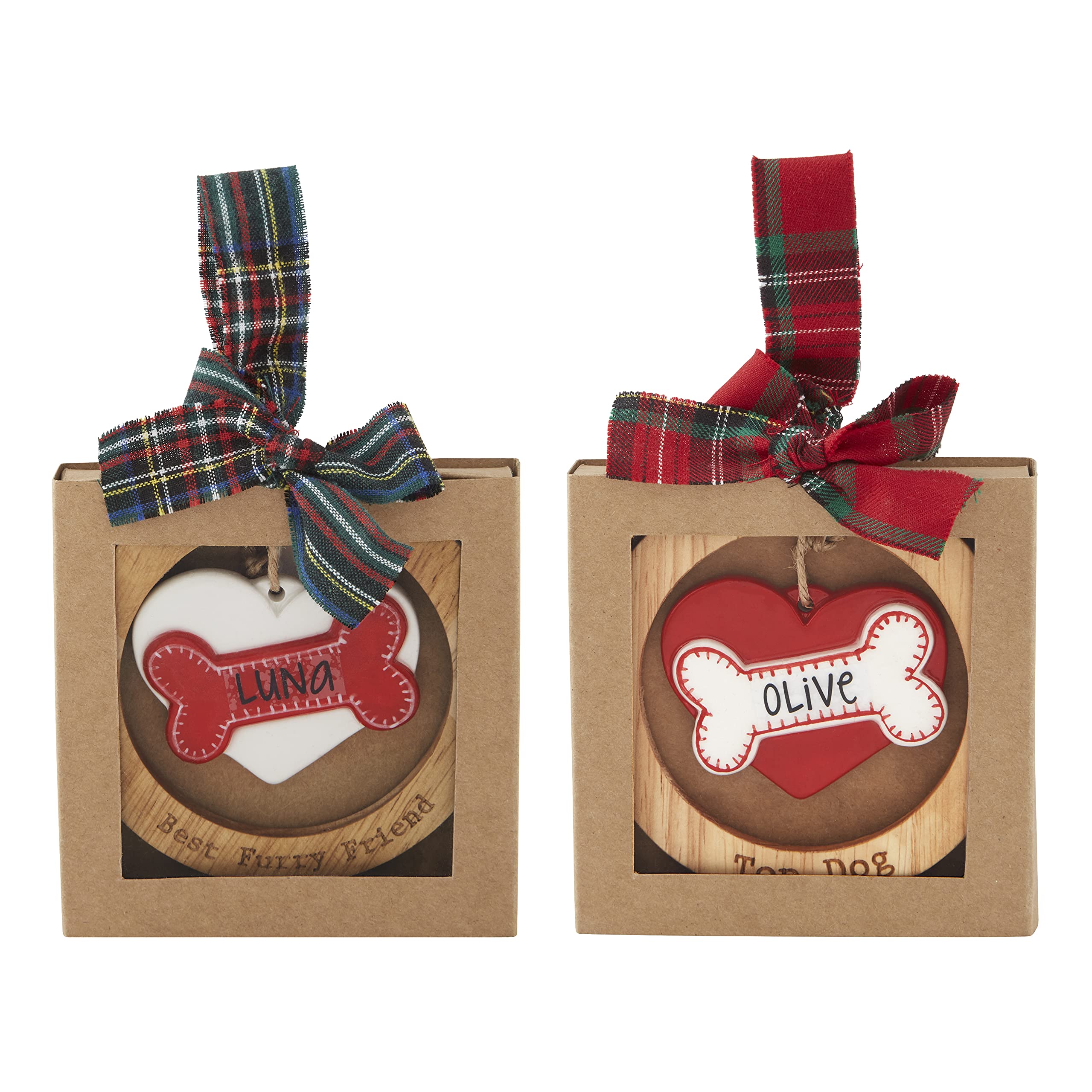 Mud Pie Personalized Dog Christmas Ornament - 3.5 Inch Custom Pet Keepsake for Tree Decor, Gift for Dog Lovers, Holiday Home & Office Decoration