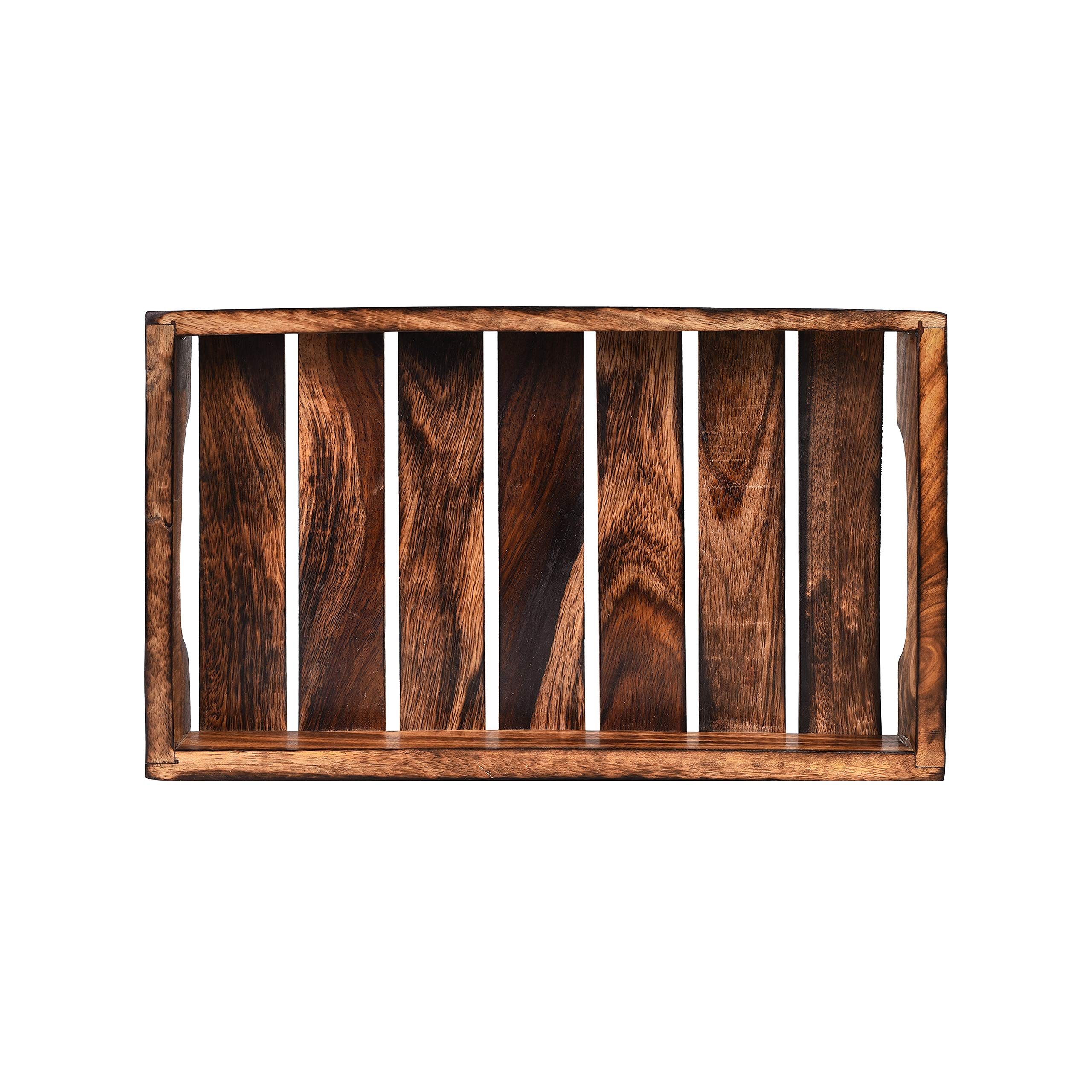 Artsio Handmade Wooden Rectangular Serving Tray - Rustic Farmhouse Decorative Ottoman Tray for Breakfast in Bed, Cheese Platter, Tea, Coffee & Cocktails | Perfect for Kitchen, Dining & Bar Use