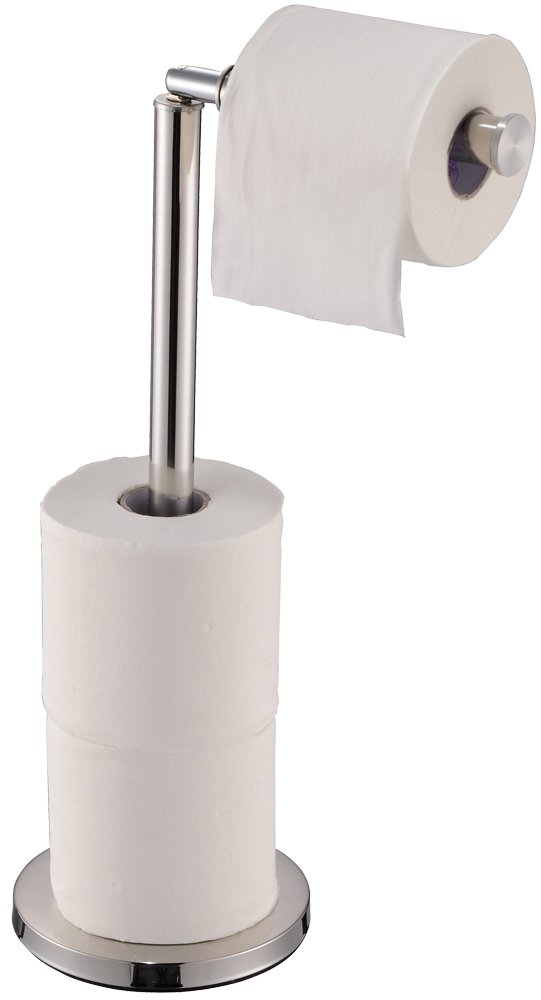 Freestanding Stainless Steel Toilet Paper Holder - Bathroom Tissue Stand with Heavy Duty Metal Base | Perfect for Home, Office, and RV Bathrooms
