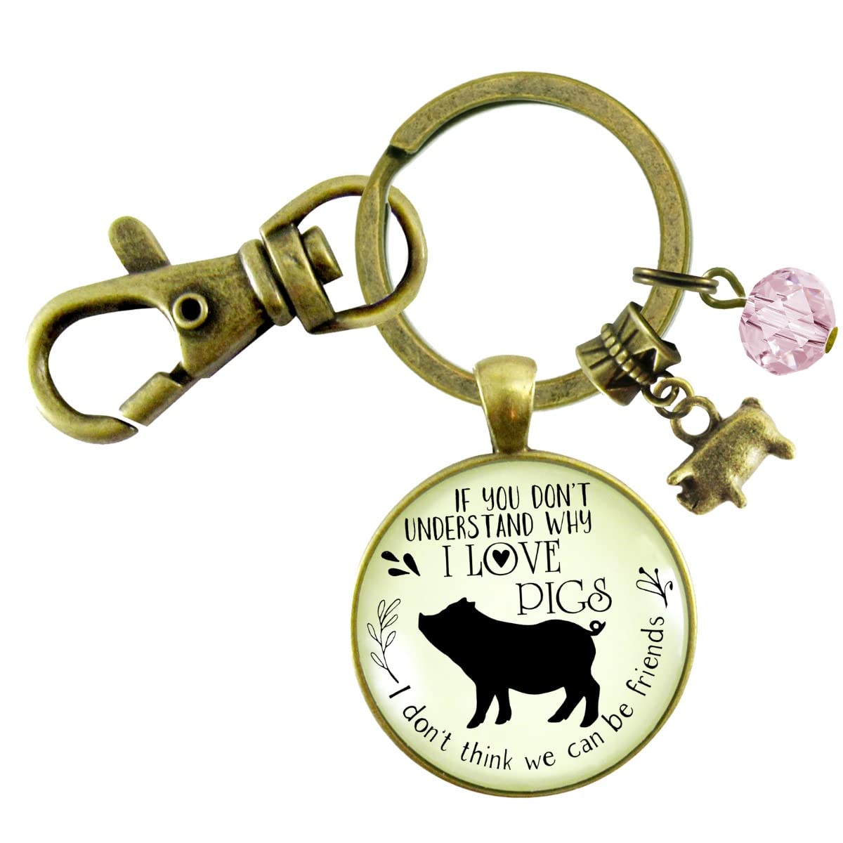 Gutsy Goodness Pig Friendship Keychain - Cute Pig Lover Gift for Country Girls, Farm Animal Inspired Jewelry - Perfect for Best Friend Gifts, Keyring Accessories & Country Style Fashion
