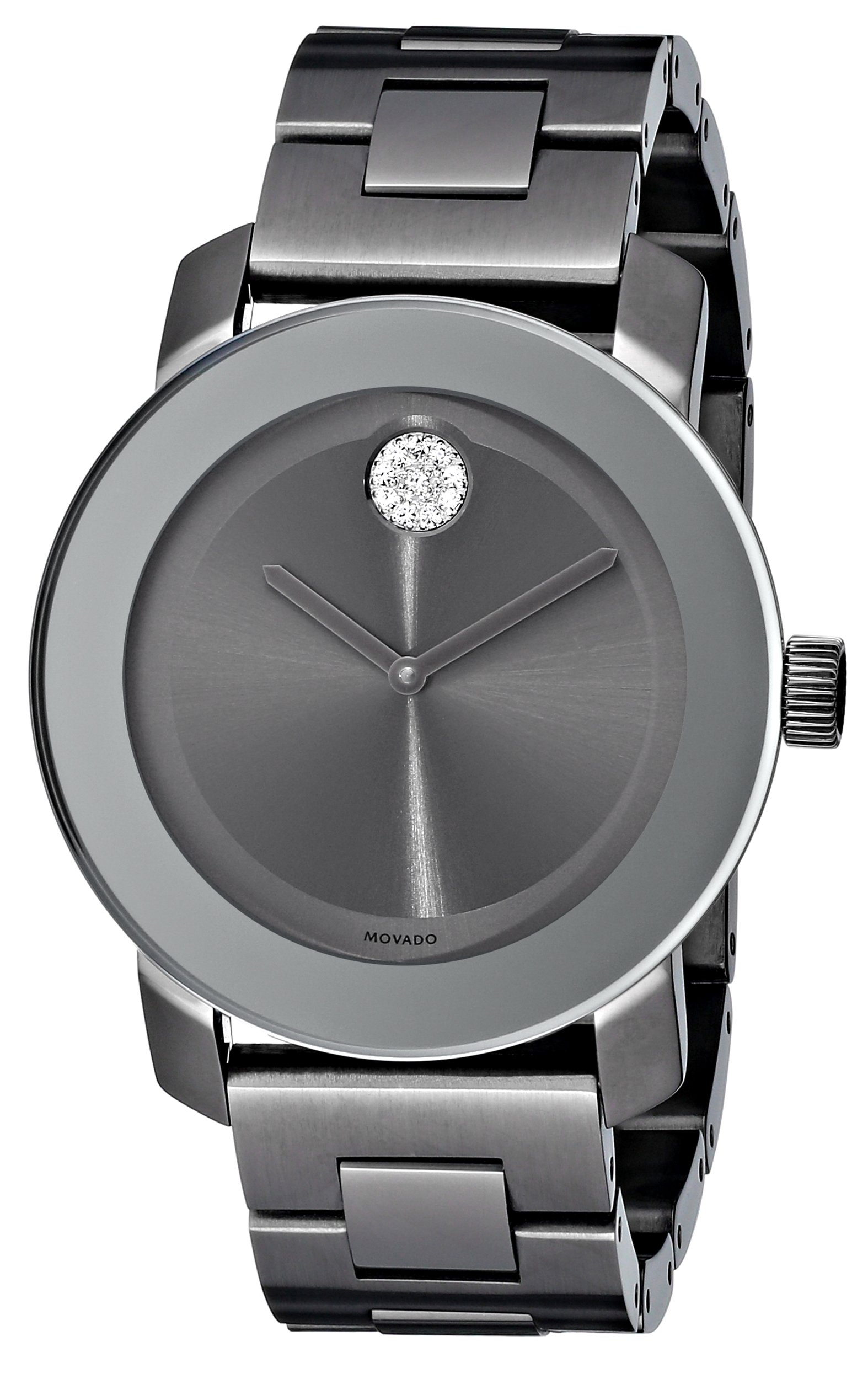 Movado Women's Bold 3600103 Gunmetal-Tone Bracelet Watch with Swarovski Crystals - Luxury Dress Watch for Business, Parties & Special Occasions