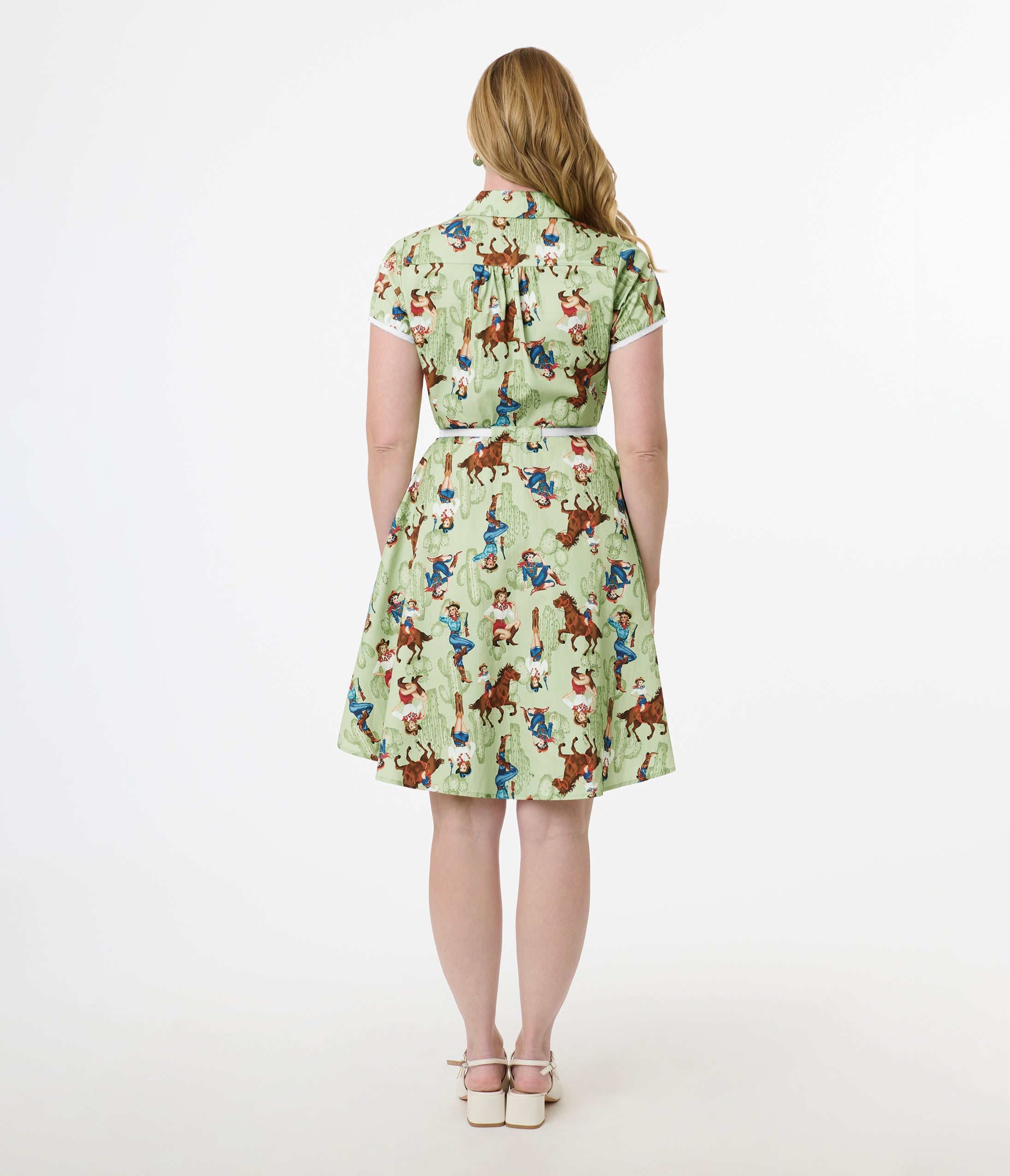 Smak Parlour Western Pin Ups Cotton Fit & Flare Dress - Vintage Style Women's Summer Dress for Casual Wear, Parties & Western Themed Events