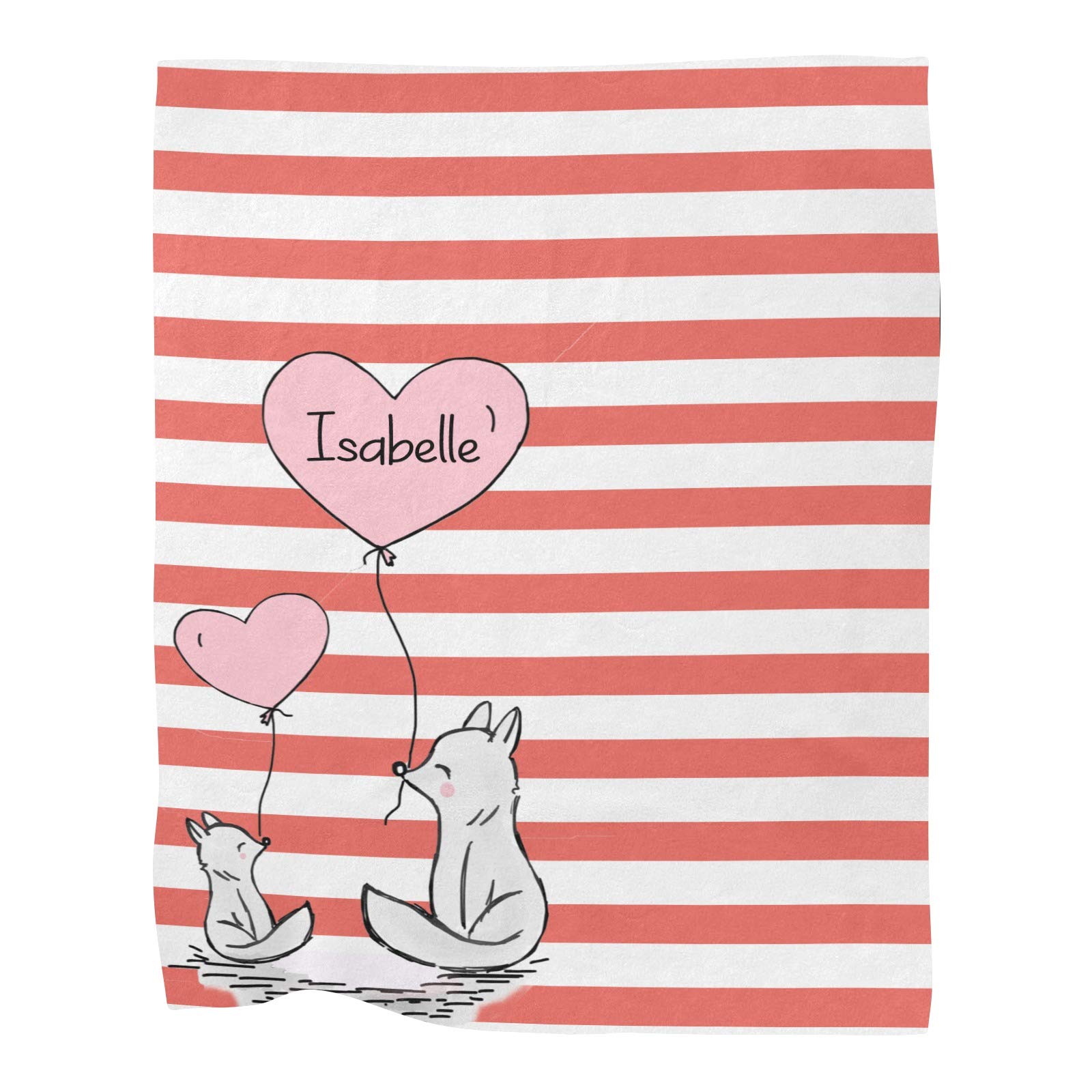 Personalized Funny Fox Stripes Baby Blanket - Super Soft Fleece Nursery Blanket for Boys & Girls - Custom Name Baby Gift - 30x40 Inches - Perfect for Birthdays, Showers & Cozy Nursery Decor