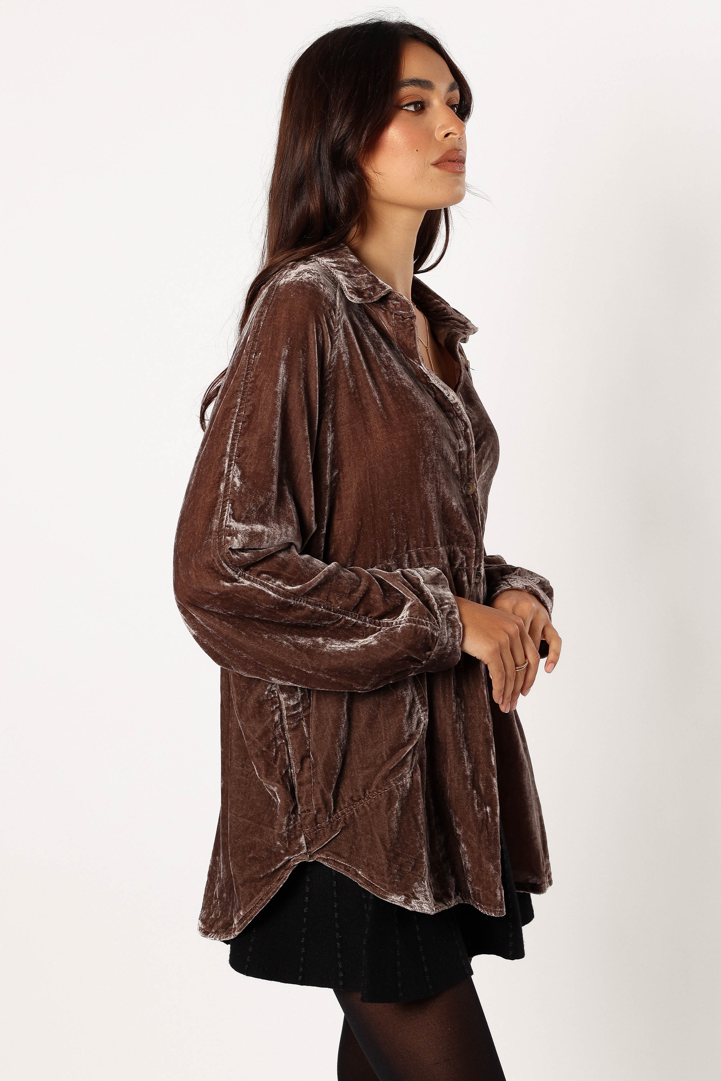 Chelsea Velvet Oversized Button Down Shirt for Women - Elegant Midnight Blue Blouse for Casual & Evening Wear | Perfect for Office, Date Night & Special Occasions