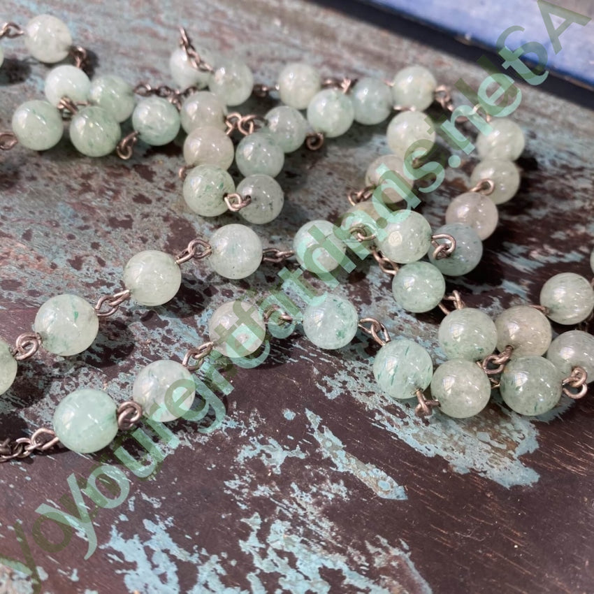 Vintage Sterling Silver Green Jade Bead Rosary Necklace - Elegant Catholic Prayer Beads for Chapel, Meditation & Spiritual Gifts