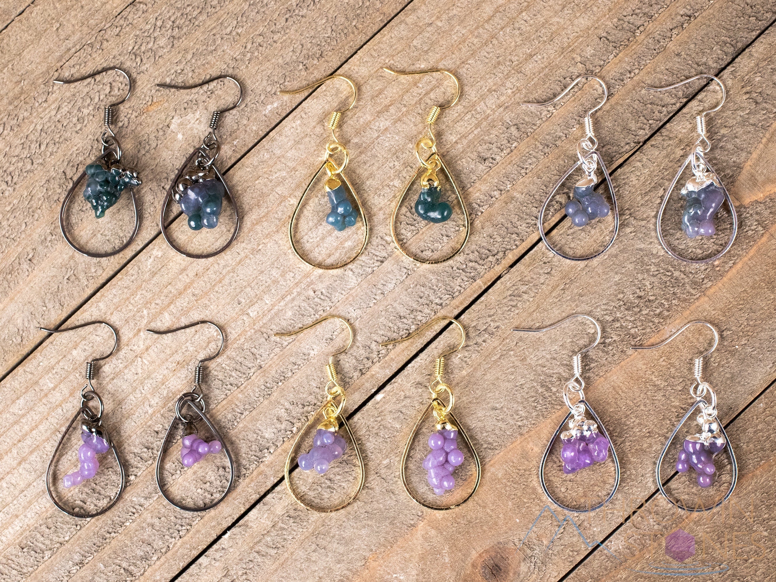 Grape Agate Crystal Teardrop Hoop Earrings | Natural Gemstone Dangle Earrings | Handmade Boho Jewelry for Women | Perfect for Weddings, Parties & Everyday Wear (E1795)