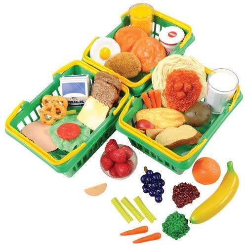 Learning Resources Pretend & Play Healthy Foods Set - 3 Baskets of Plastic Play Food for Kids Ages 3+ | Perfect for Preschool Learning, Role Play & Healthy Eating Education