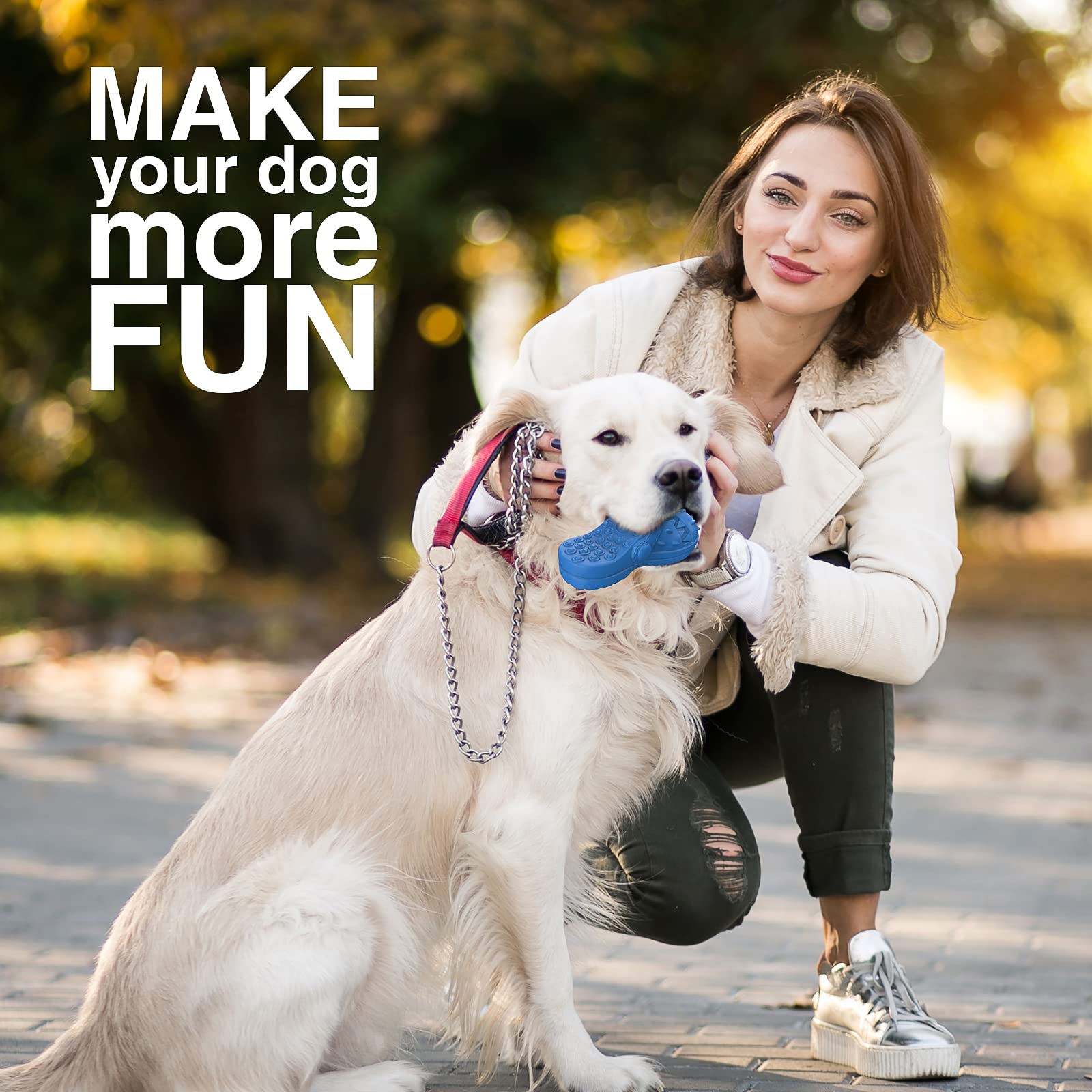 Indestructible Dog Toys for Aggressive Chewers - Durable Chew Toys for Medium & Large Dogs - Heavy Duty Squeaky Slipper Toy (Blue) - Perfect for Playtime, Training & Anxiety Relief