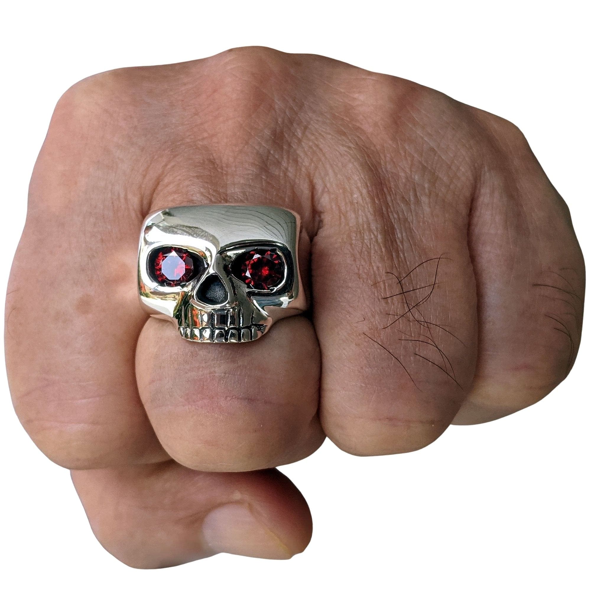 Gothic Red Eyes Skull Sterling Silver Ring for Men & Women - Perfect for Halloween, Punk Fashion, and Dark Aesthetic Jewelry Lovers