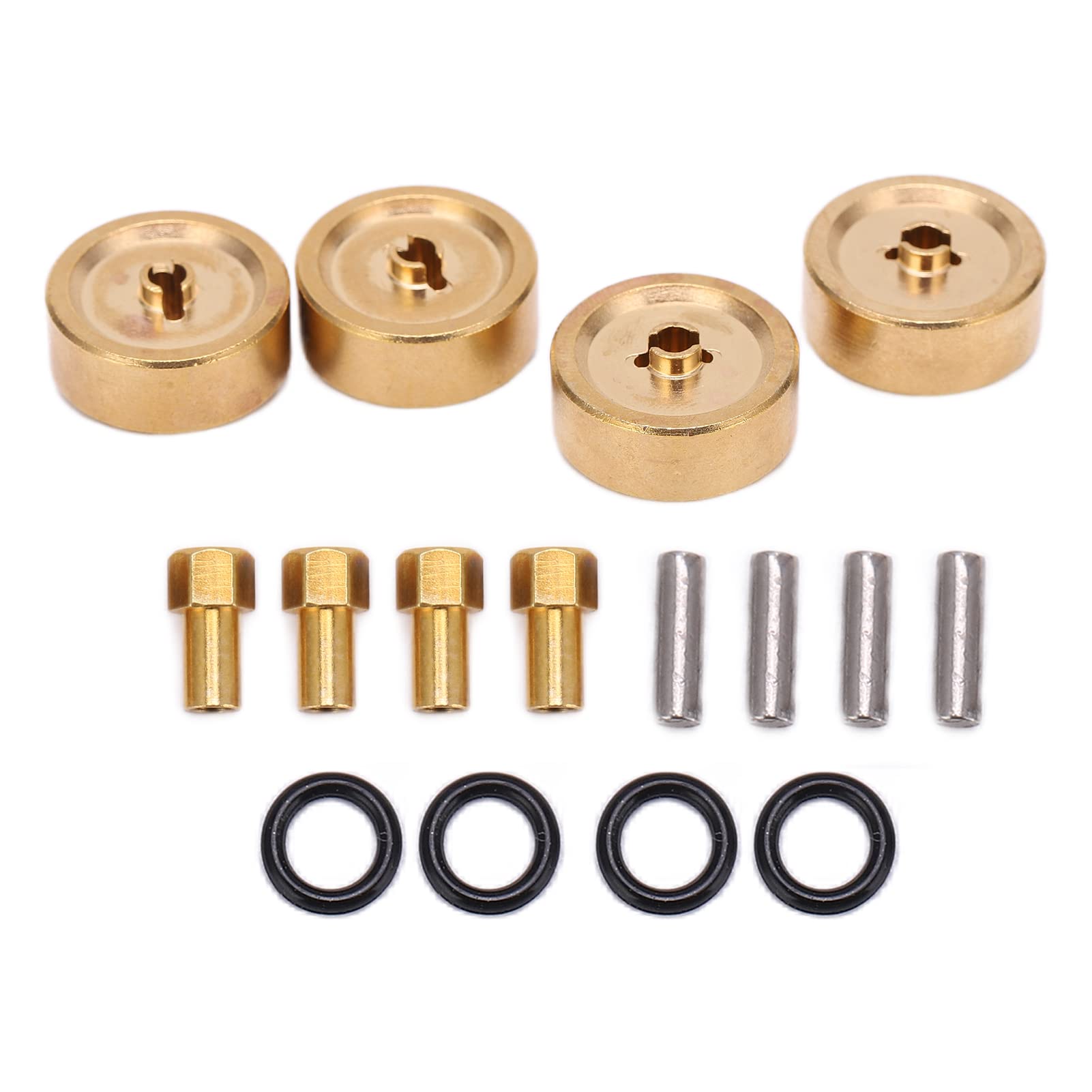 SPYMINNPOO 4pcs Brass RC Wheel Weights - Heavy Duty Counterweight Blocks with Hex Adapter for Axial 1/24 RC Crawler Cars - Improve Traction & Stability for Off-Road Crawling and Rock Climbing