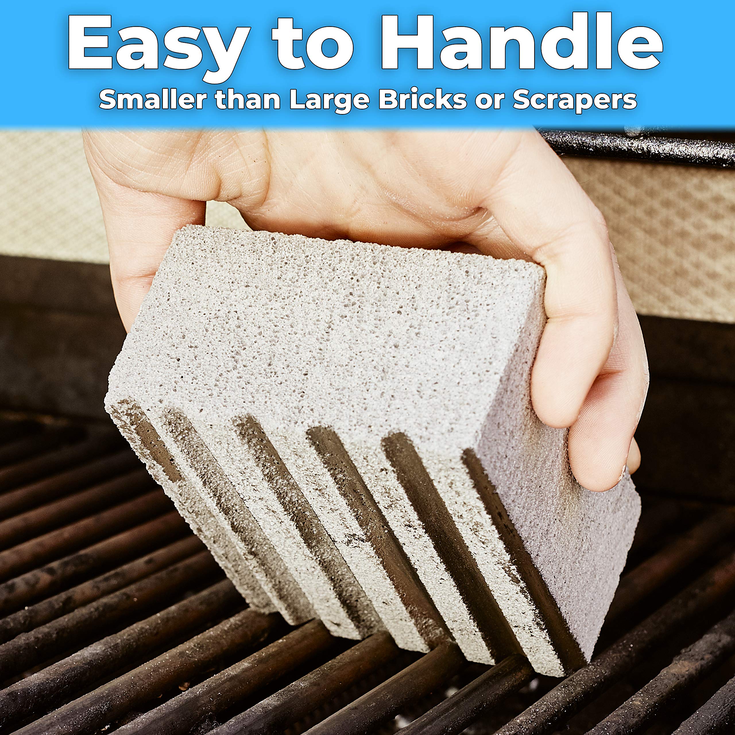 Heavy Duty Non-Toxic Grey Grill Brick Cleaner 12 Pack - Reusable Chemical Free BBQ Pumice Cleaning Blocks for Flattops, Grills & Griddles - Perfect Barbecue Scouring Tool for Outdoor Cooking, Camping & Backyard BBQs