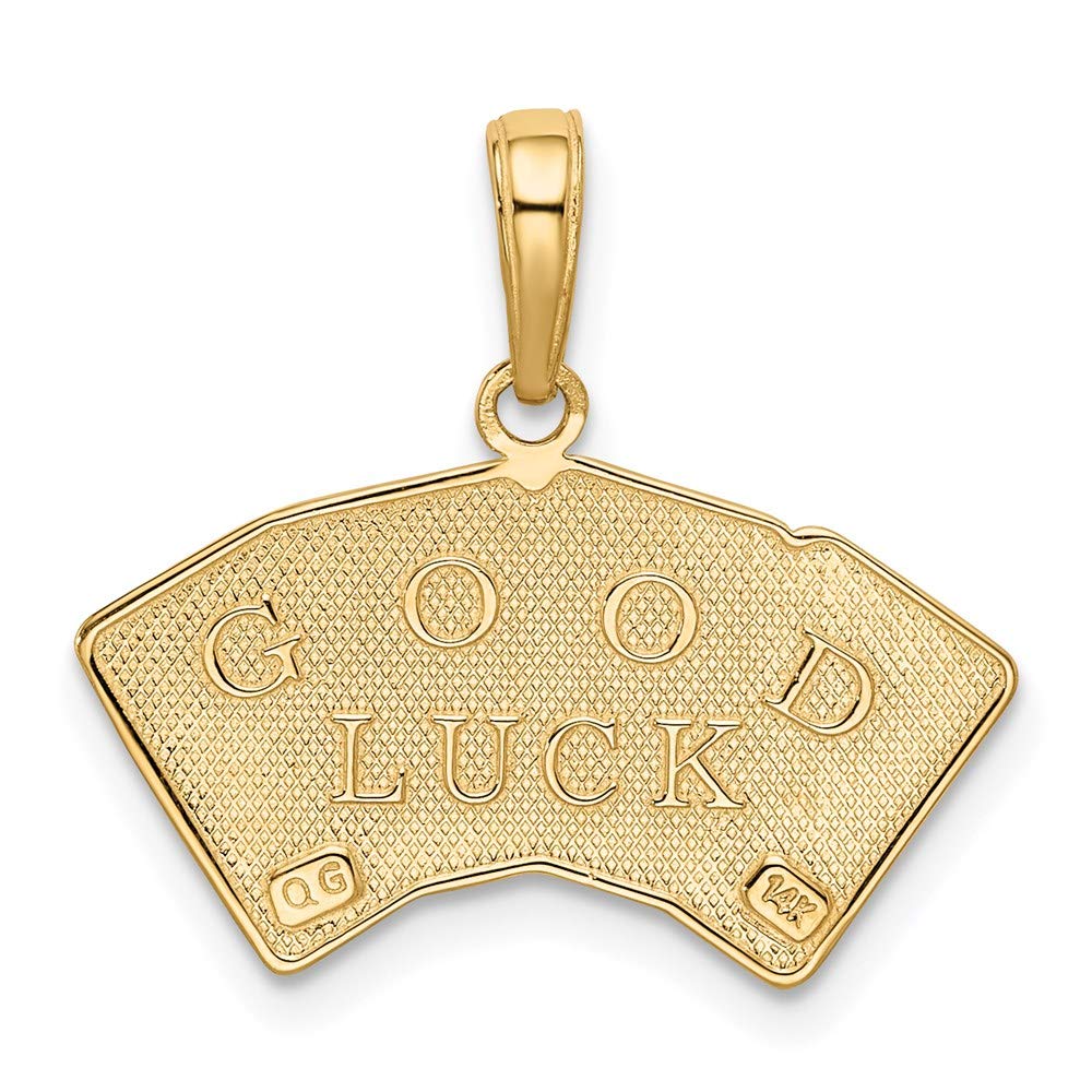 14K Yellow Gold Four Aces Playing Cards Pendant - Elegant Black Bow Charm for Poker Lovers | Perfect Gift for Casino Enthusiasts & Card Game Players