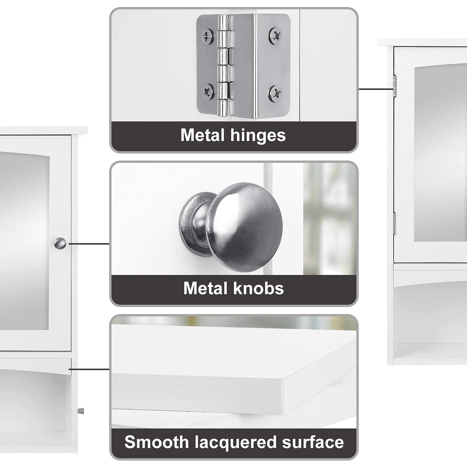 VASAGLE White Wooden Mirror Cabinet with Storage - Bathroom Wall Mounted Medicine Cabinet for Toiletries & Essentials - Perfect for Small Bathrooms & Vanity Organization