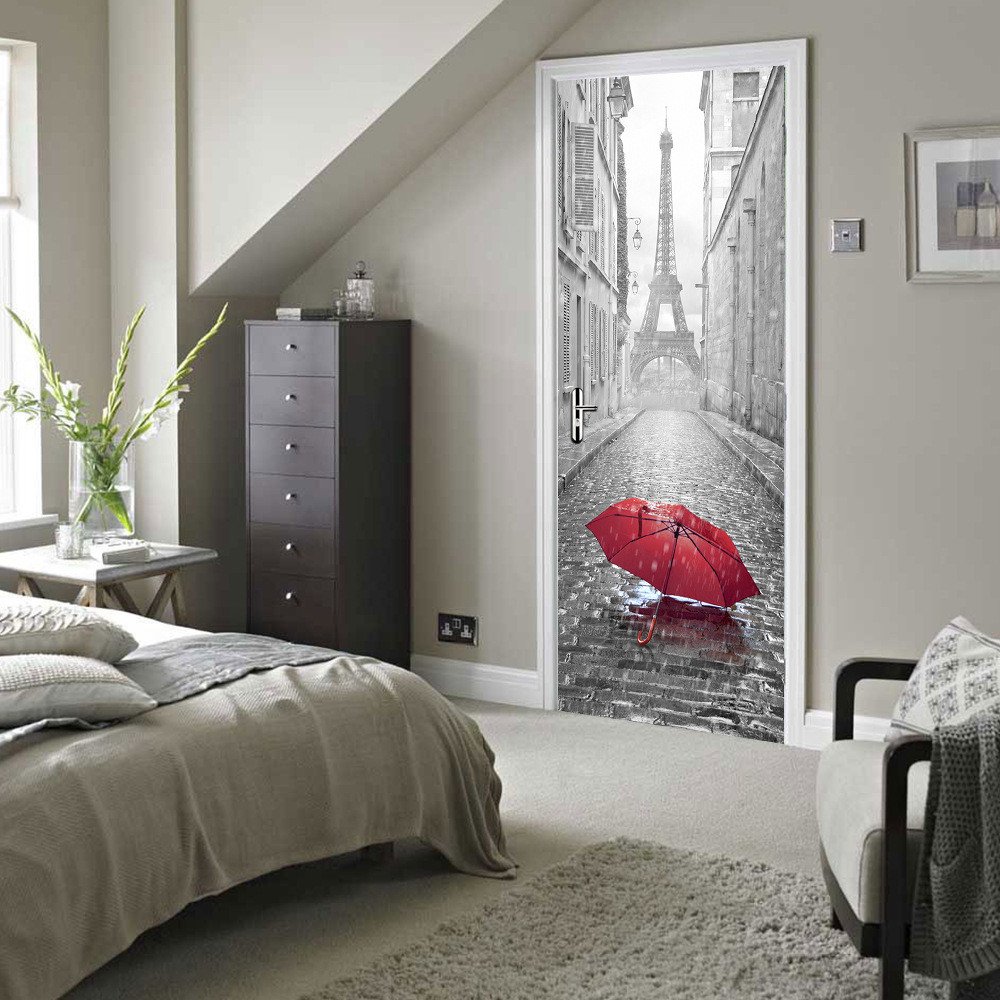 Waterproof 3D Paris Tower Wall Sticker - Peel and Stick Wallpaper Decal for Bedroom, Living Room, Door & Home Decor | Romantic French Theme DIY Removable Wall Art