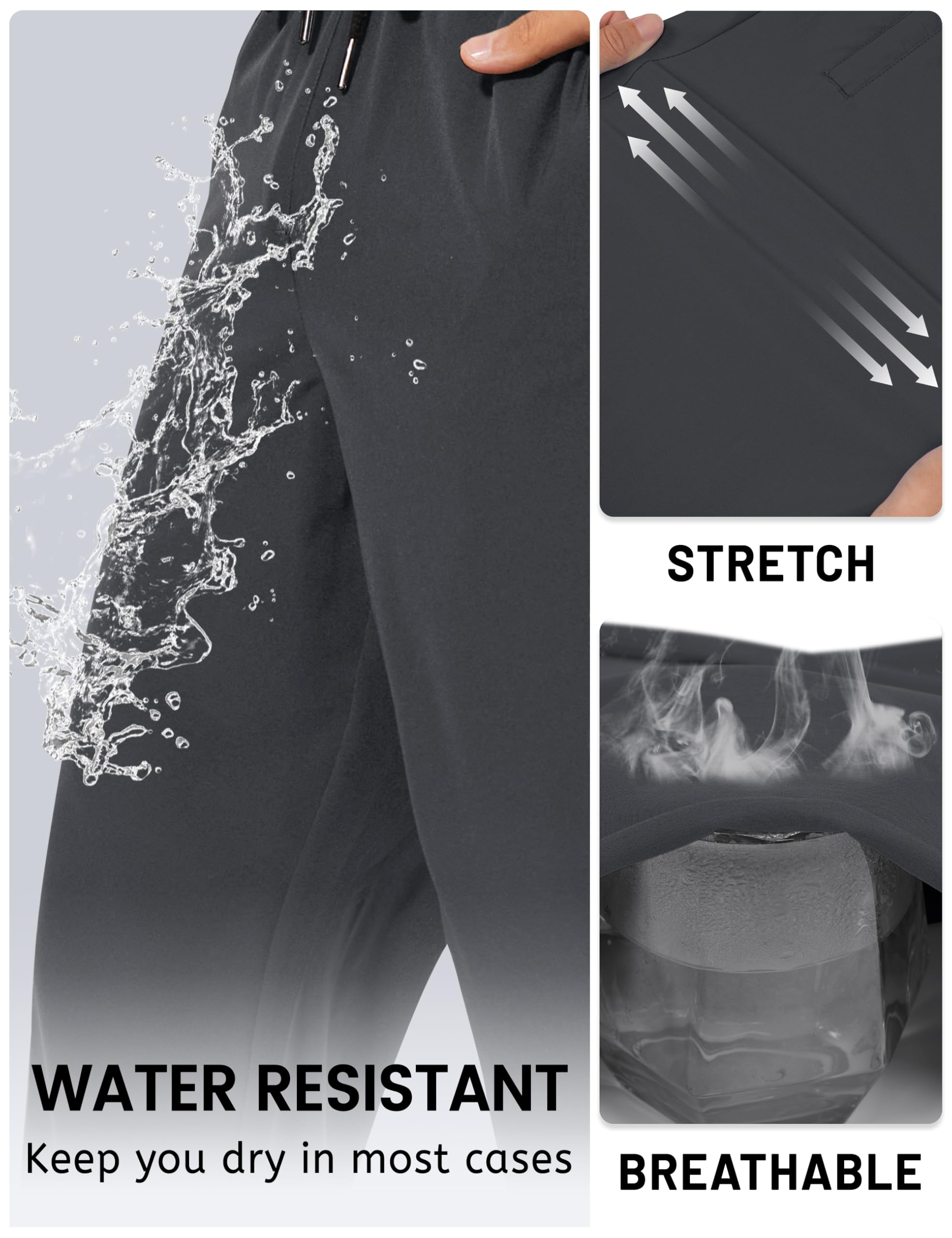 TACVASEN Men's Lightweight Hiking Pants - Quick Dry, Stretchable & Water Resistant Joggers with Pockets for Outdoor, Gym & Workout - Perfect for Hiking, Running & Casual Wear