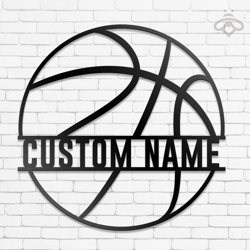 Custom LED Basketball Metal Wall Art - Personalized Sports Decor for Living Room, Outdoor & Gifts - 16x16 Inch Black Metal Sign with Lights - Perfect for Basketball Fans, Player Name Signs & Home Decor
